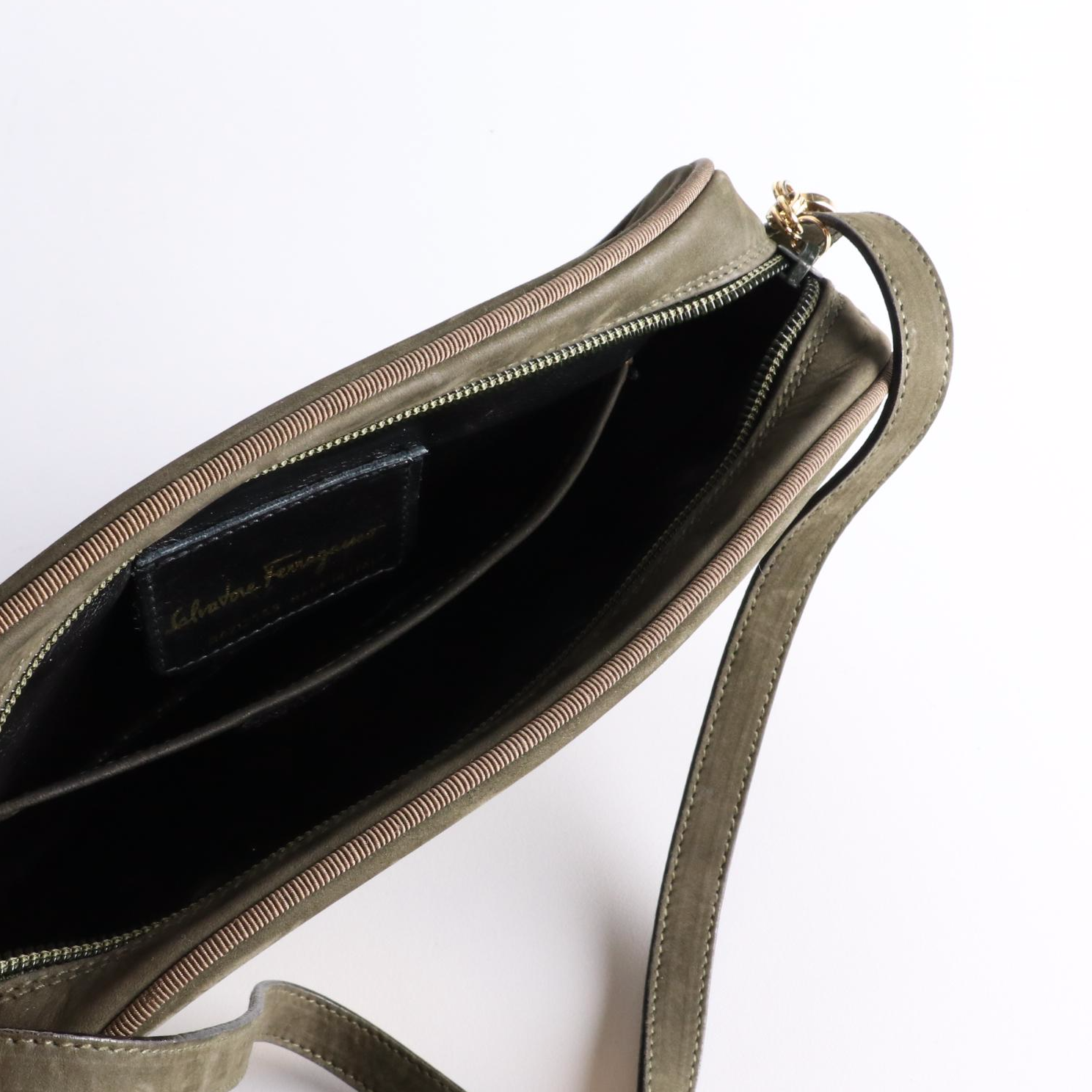 Salvatore Ferragamo Vara Suede Shoulder Bag with Grosgrain Trim