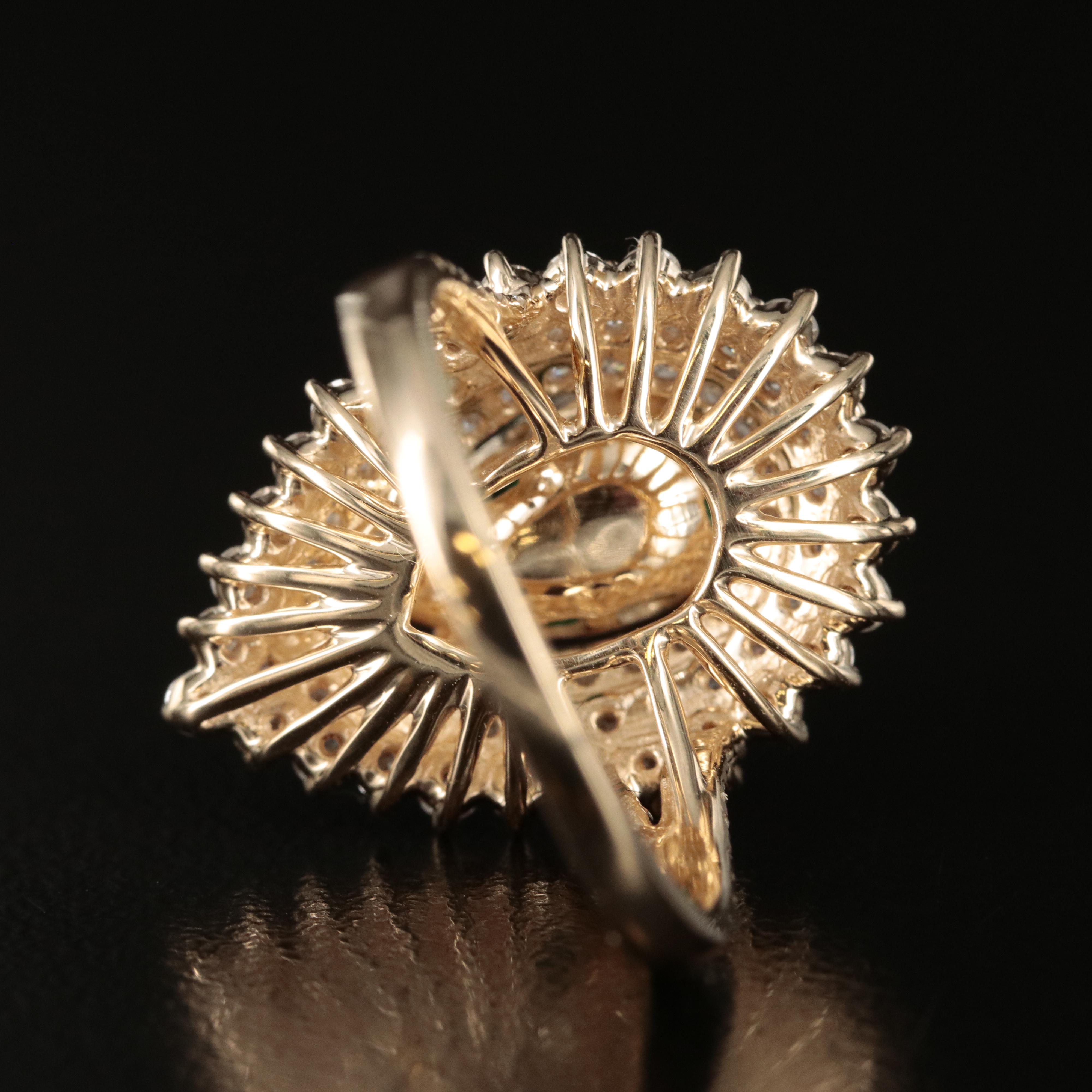 14K 2.00 CT Emerald and 1.61 CTW Diamond Teardrop Ring