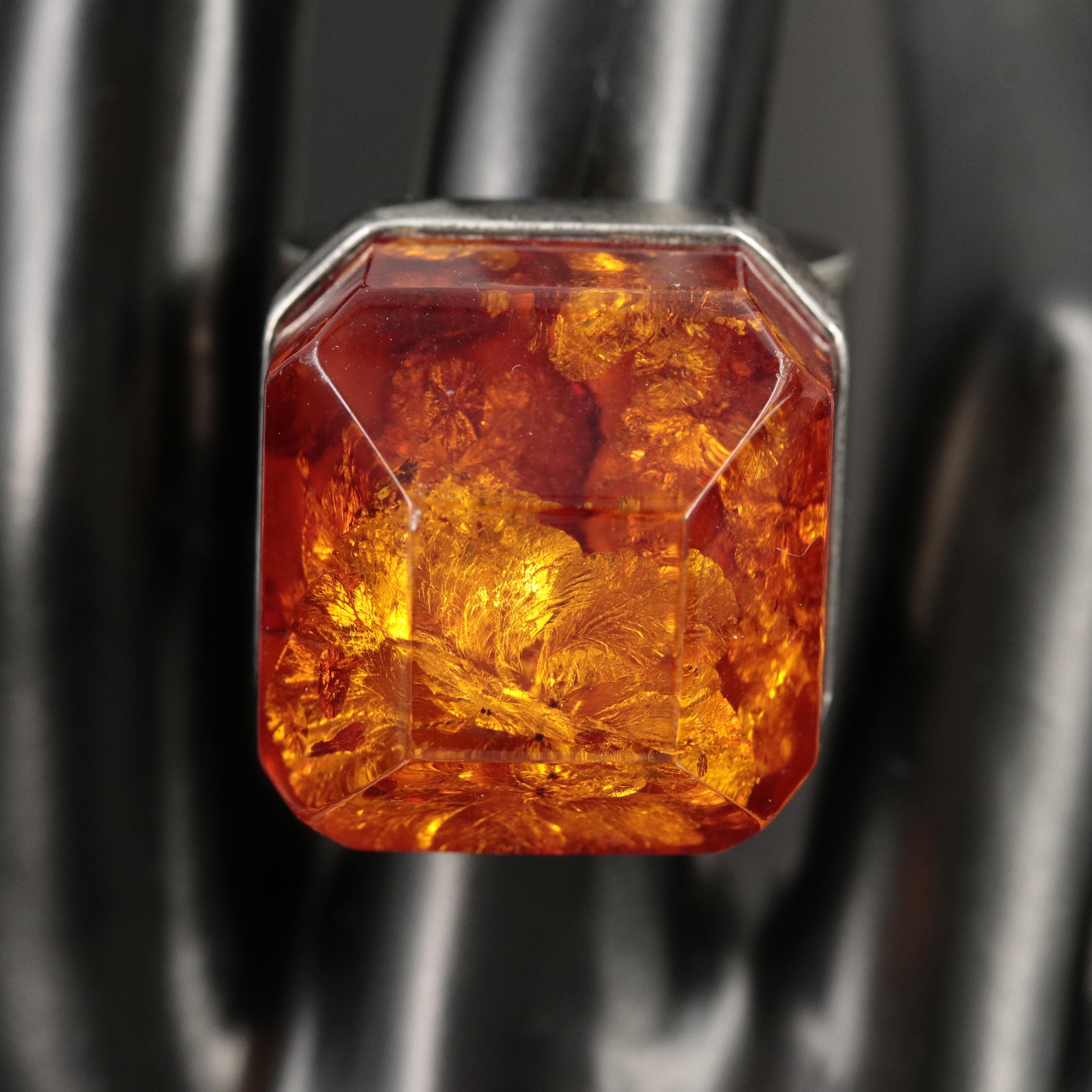 Sterling Amber Ring