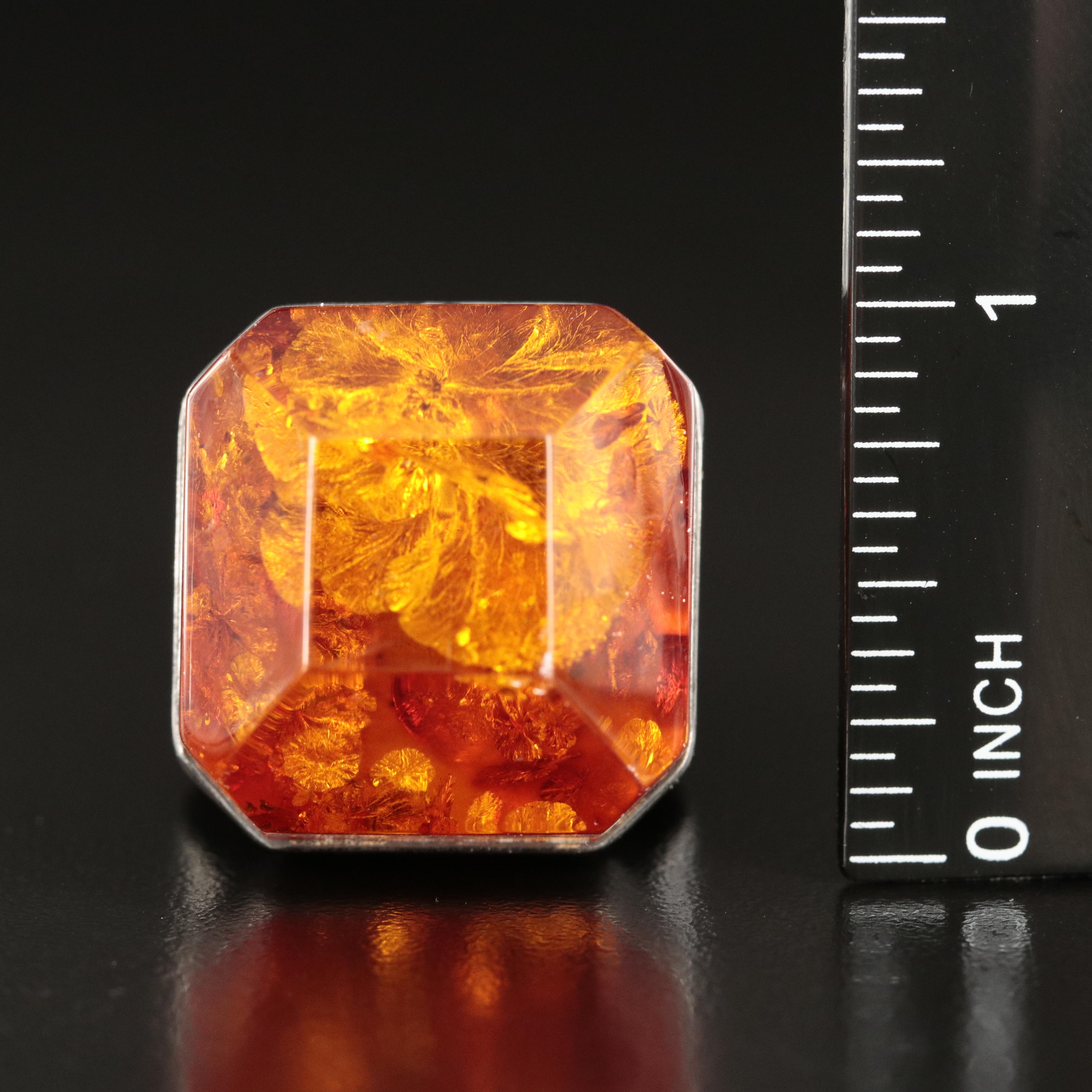 Sterling Amber Ring