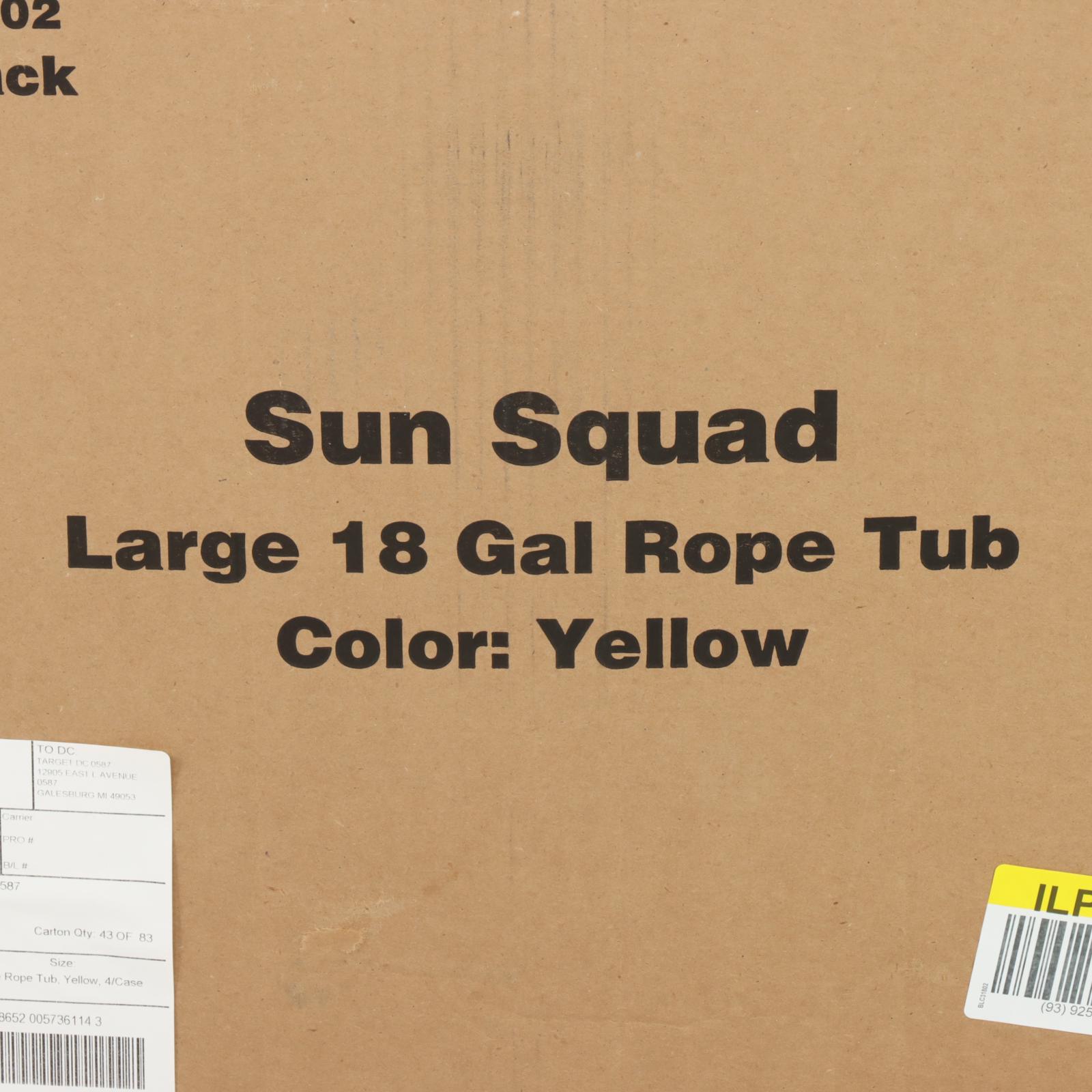 Sun Squad 18-Gallon Yellow Plastic Beverage Tub With Rope Handle