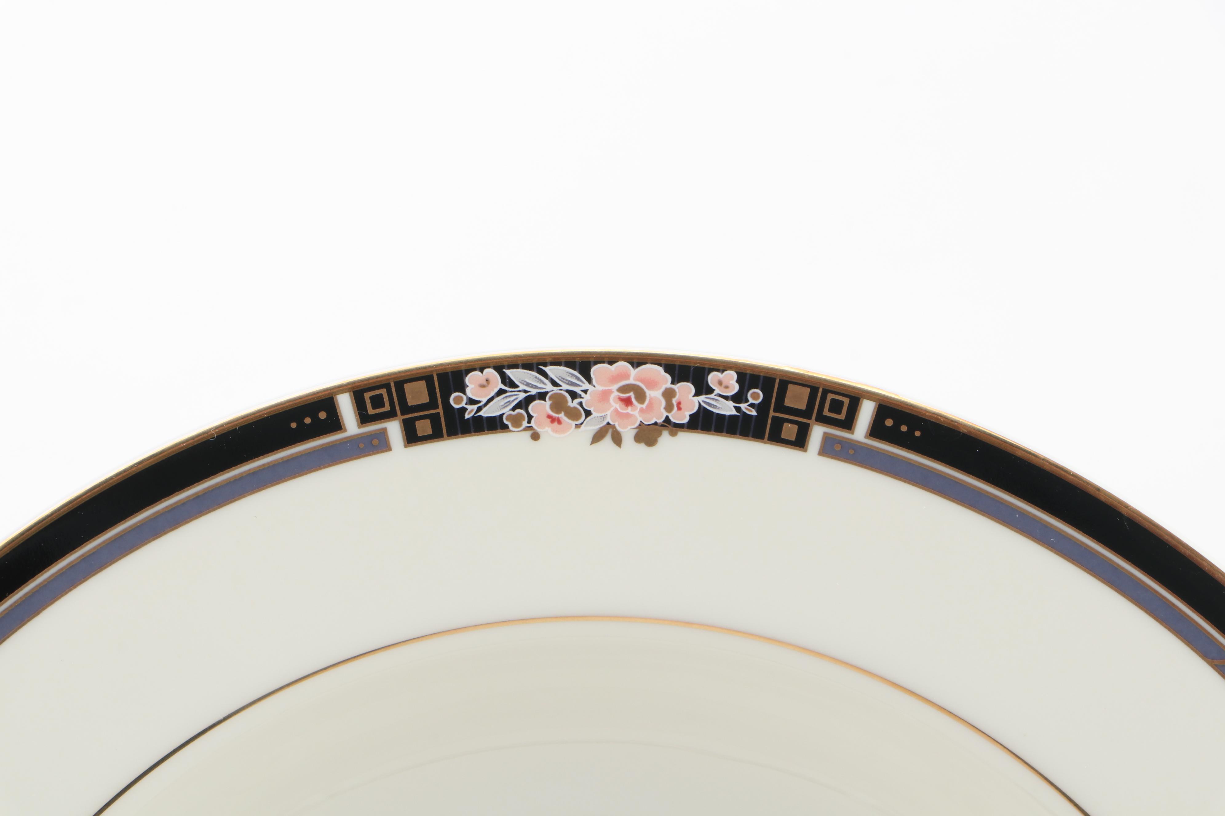 Mikasa "Florisse Black" Porcelain Dinnerware and Serveware, Late 20th Century