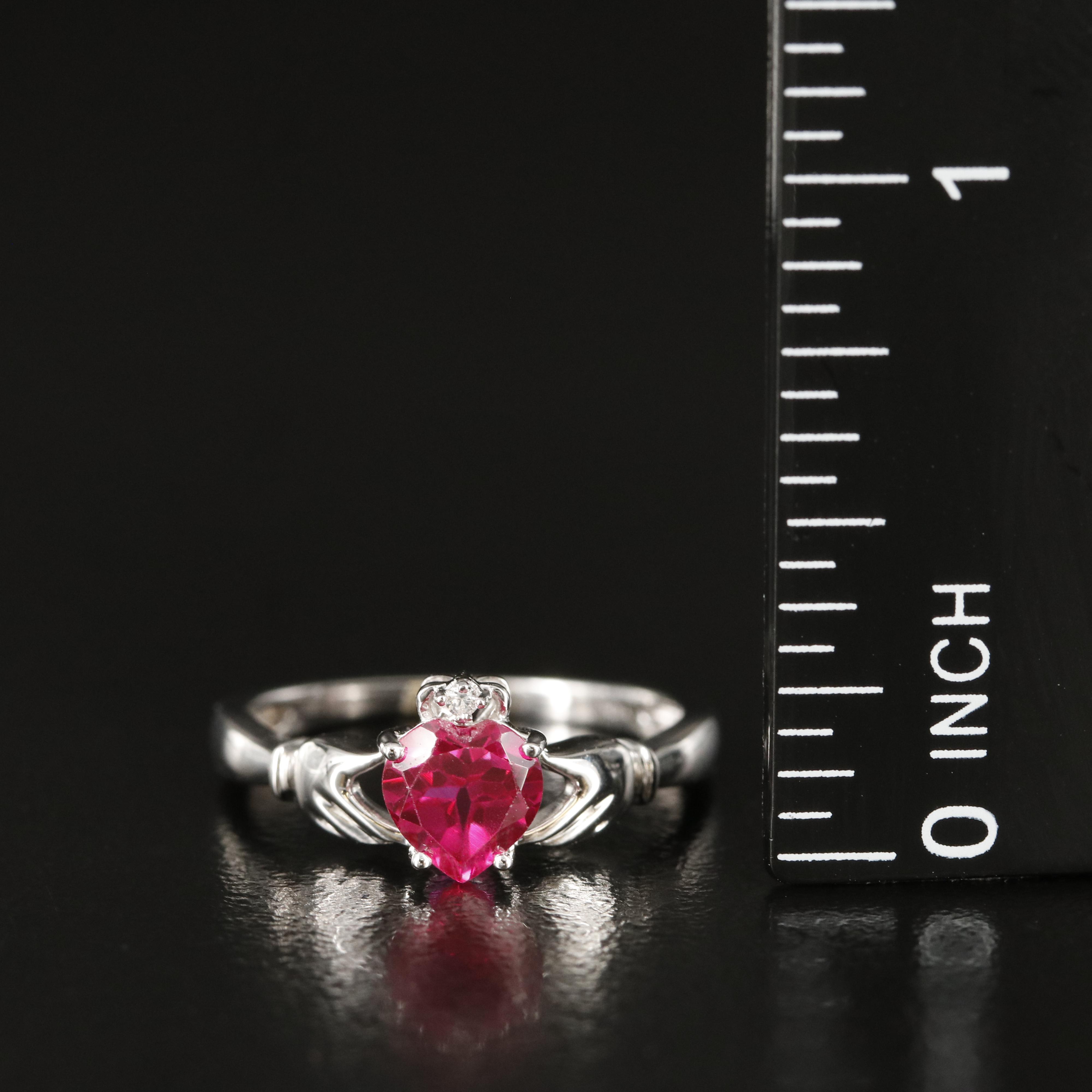 Sterling Ruby and Sapphire Claddagh Ring