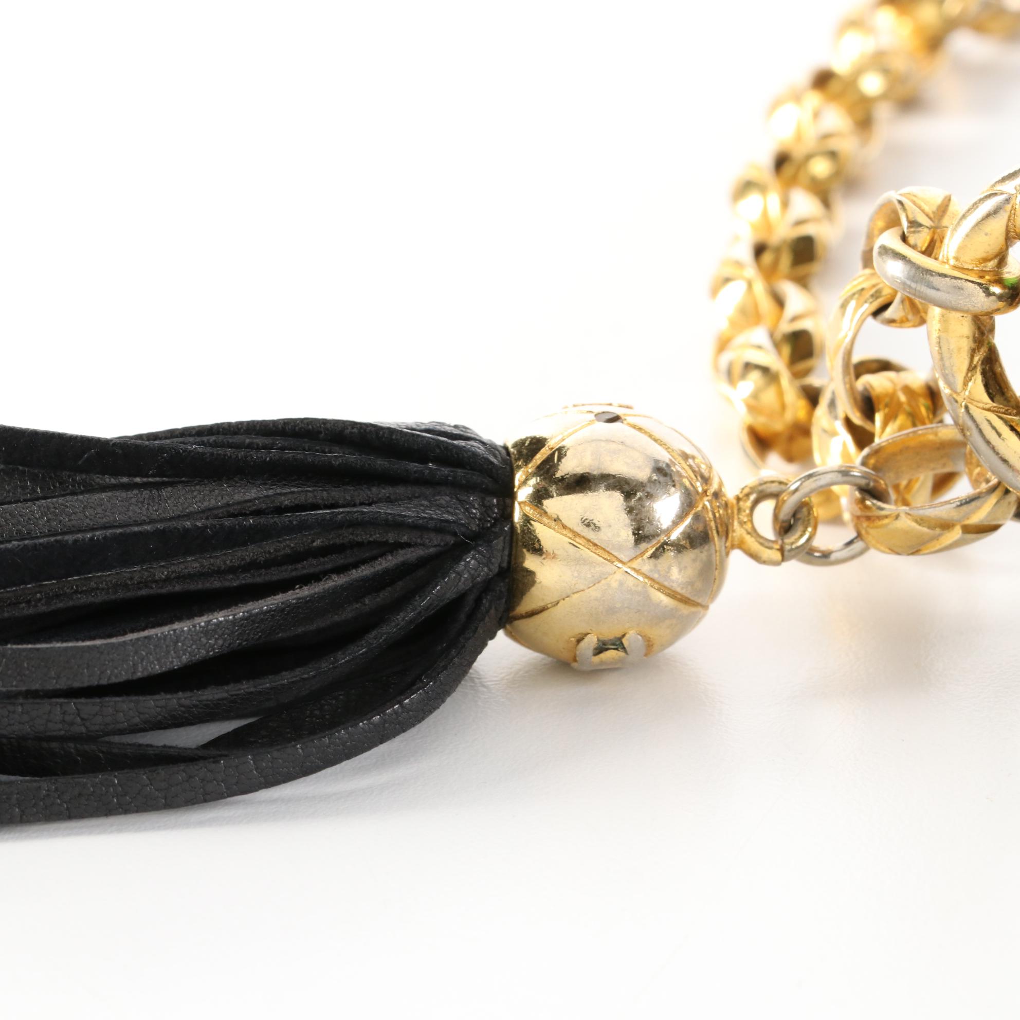 Chanel CC Shoulder Bag in Diamond-Quilt Lambskin Leather with Tassel