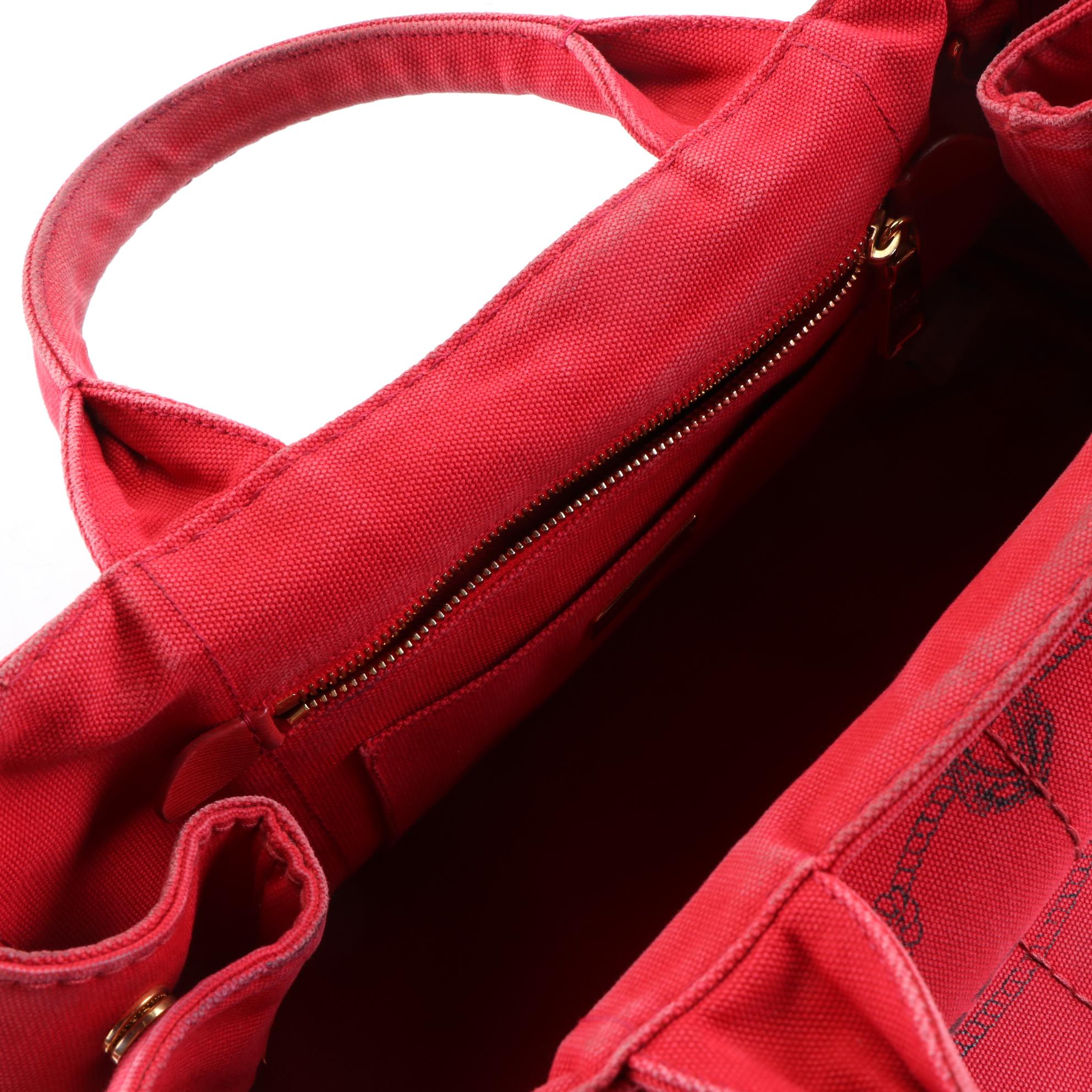 Prada Canapa Two-Way Tote Bag in Red Canvas