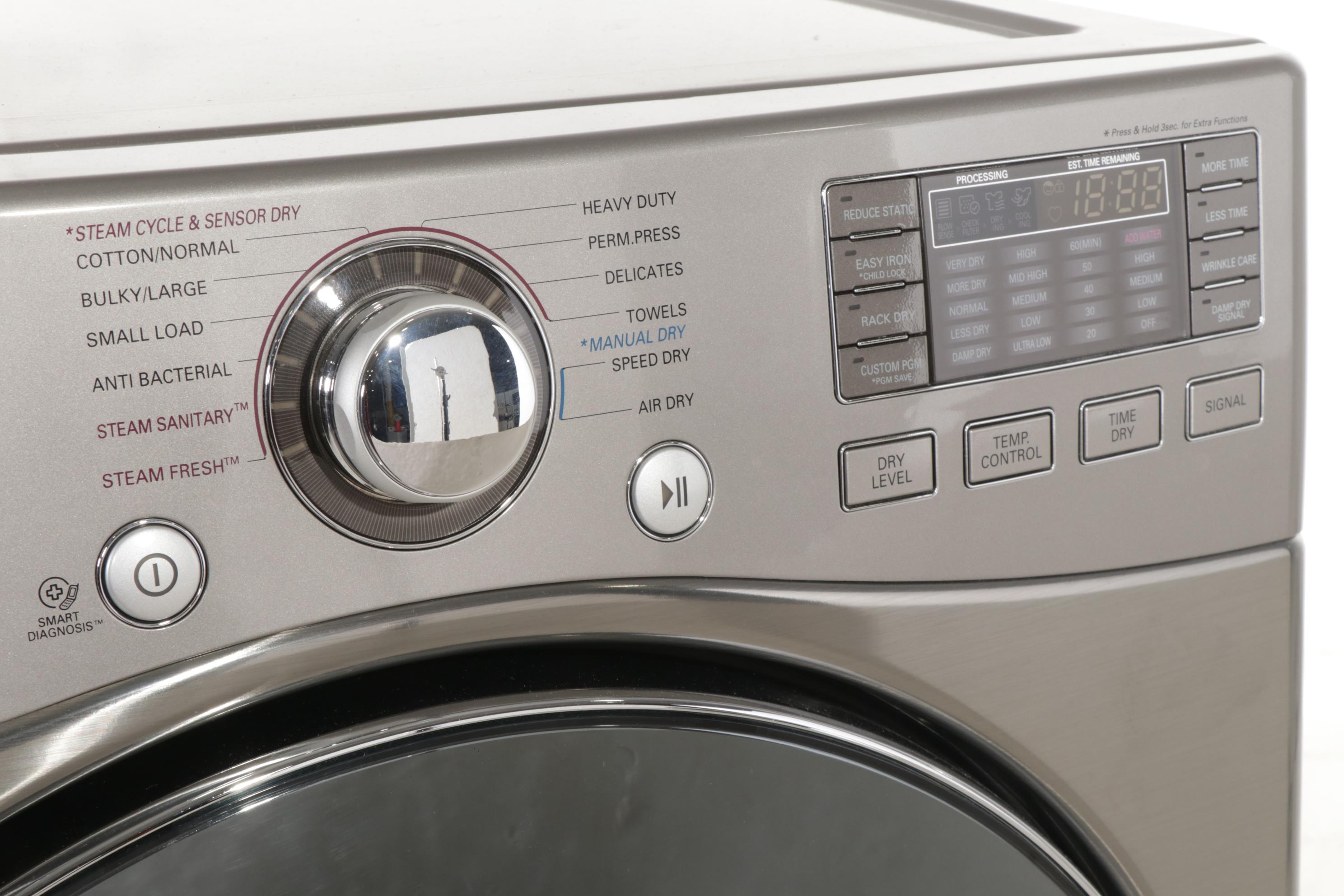 LG Graphite Steel 4.6 Cu. Ft. Turbo Washer, 7.3 Cu. Ft. Steam Dryer on Pedestals