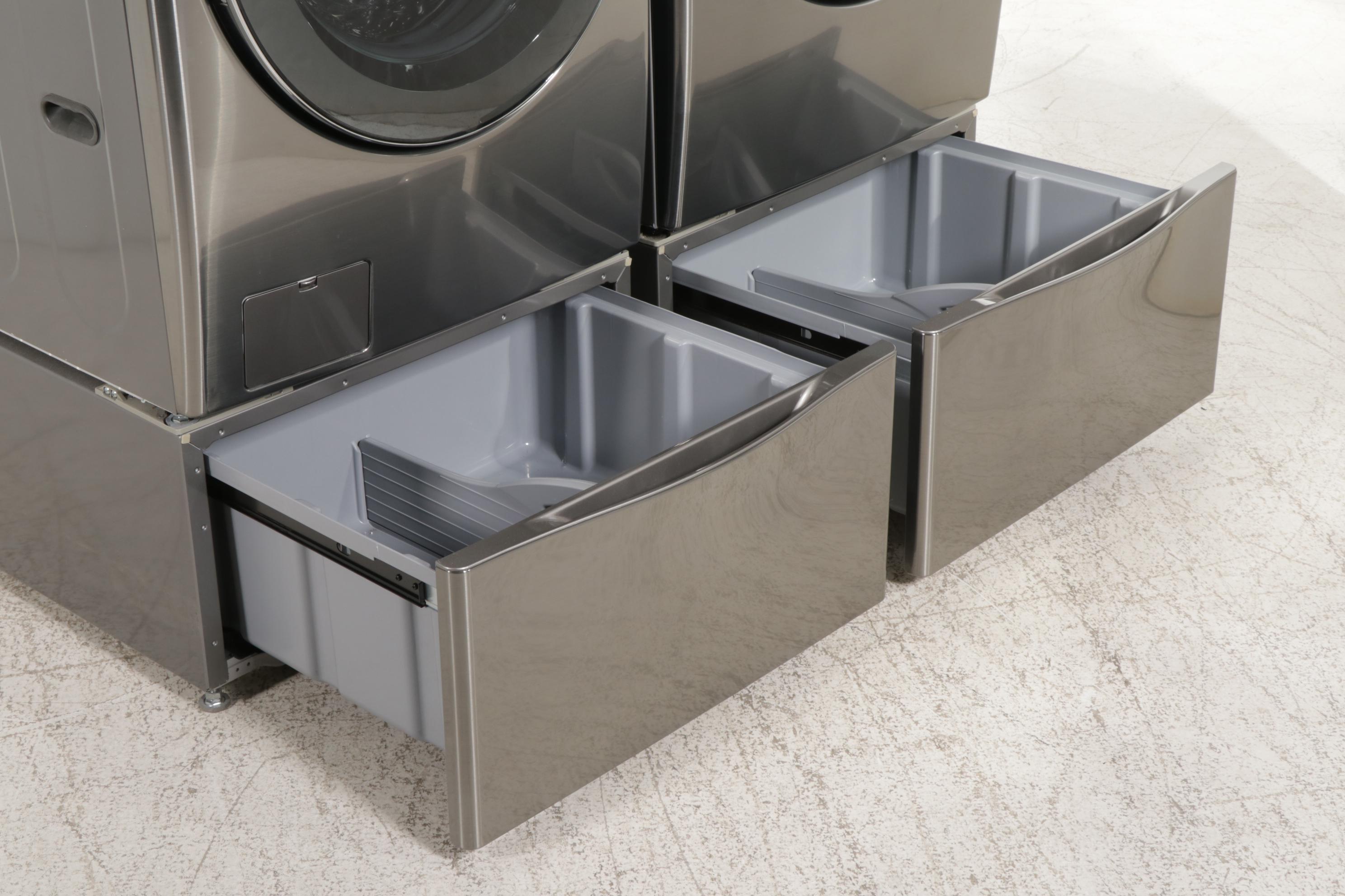 LG Graphite Steel 4.6 Cu. Ft. Turbo Washer, 7.3 Cu. Ft. Steam Dryer on Pedestals