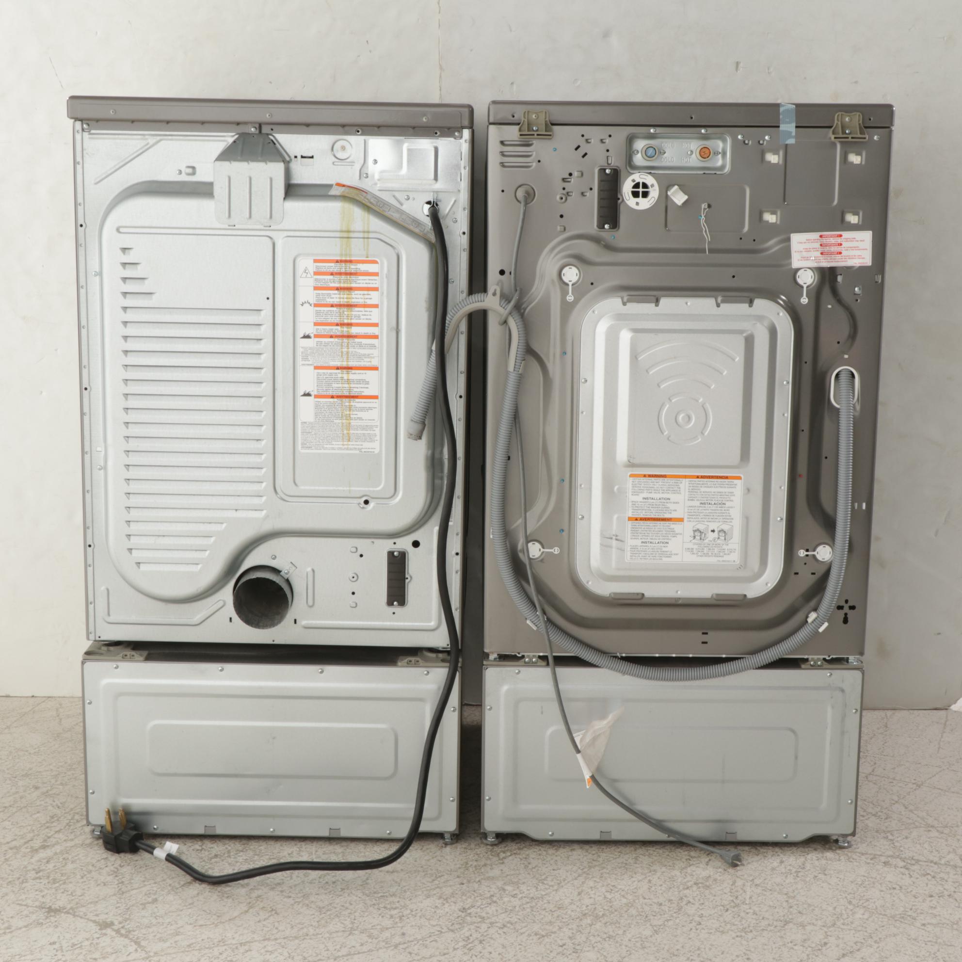 LG Graphite Steel 4.6 Cu. Ft. Turbo Washer, 7.3 Cu. Ft. Steam Dryer on Pedestals