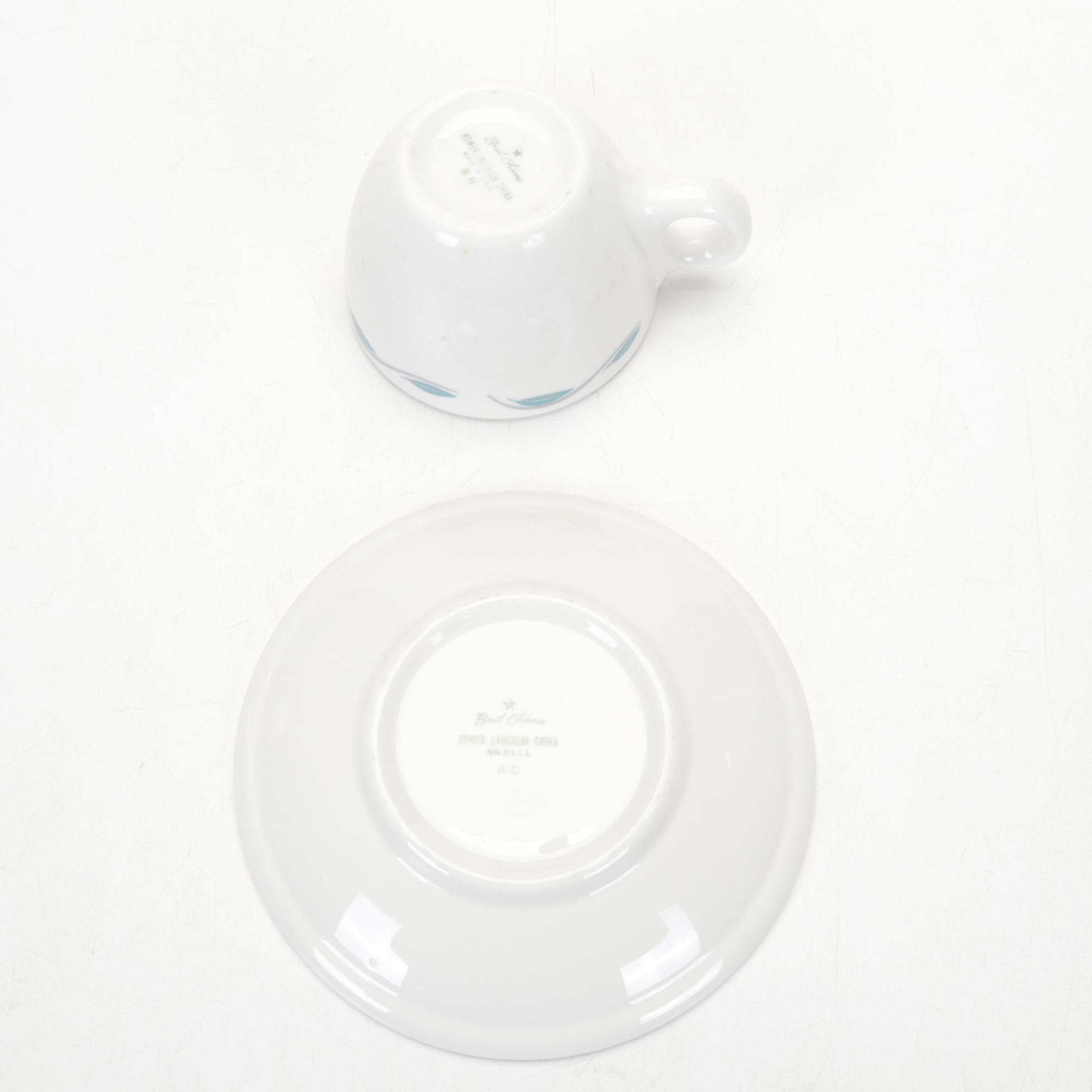 Homer Laughlin Best China Cups and Saucers, Mid to Late 20th Century