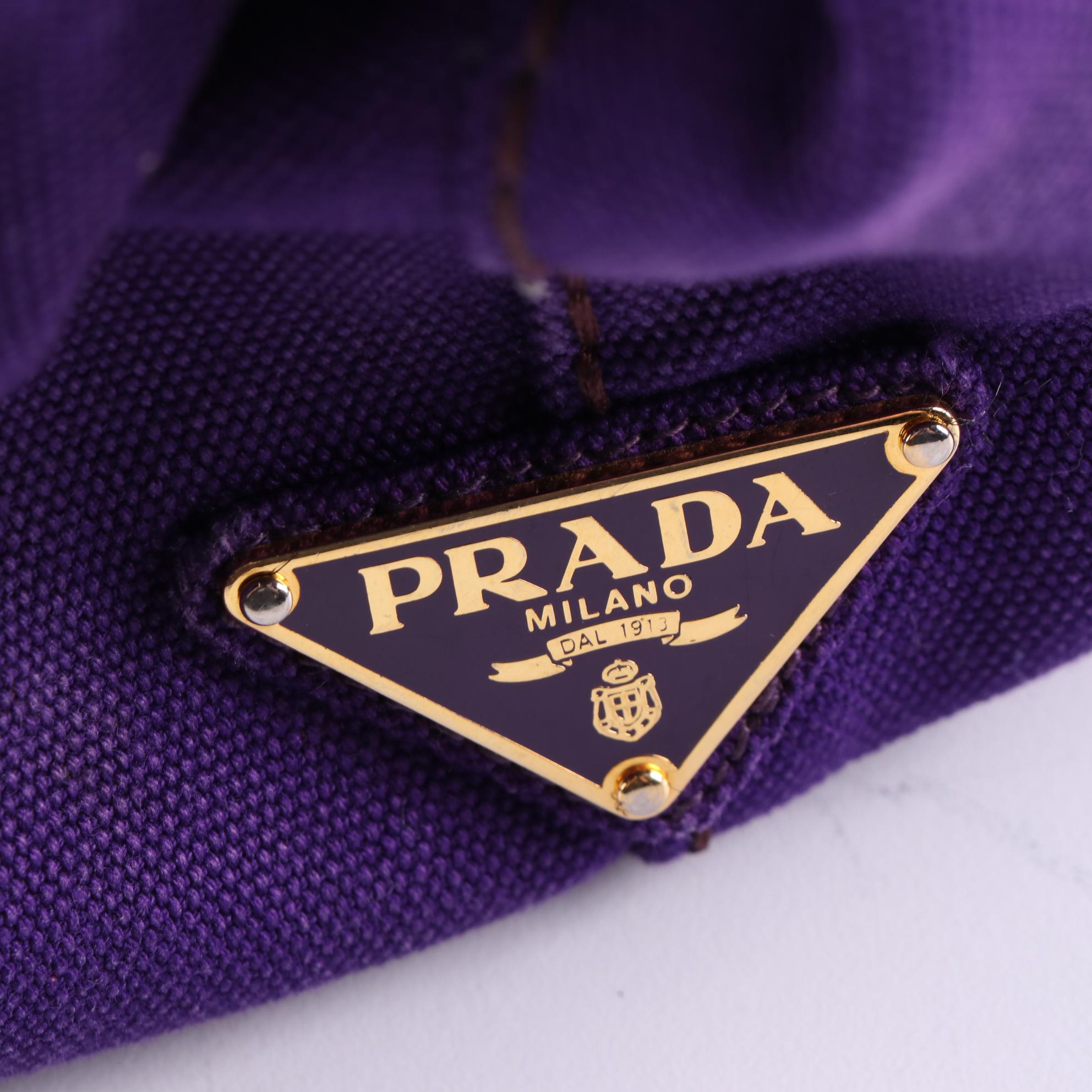 Prada Large Canapa Two-Way Tote Bag in Purple Canvas