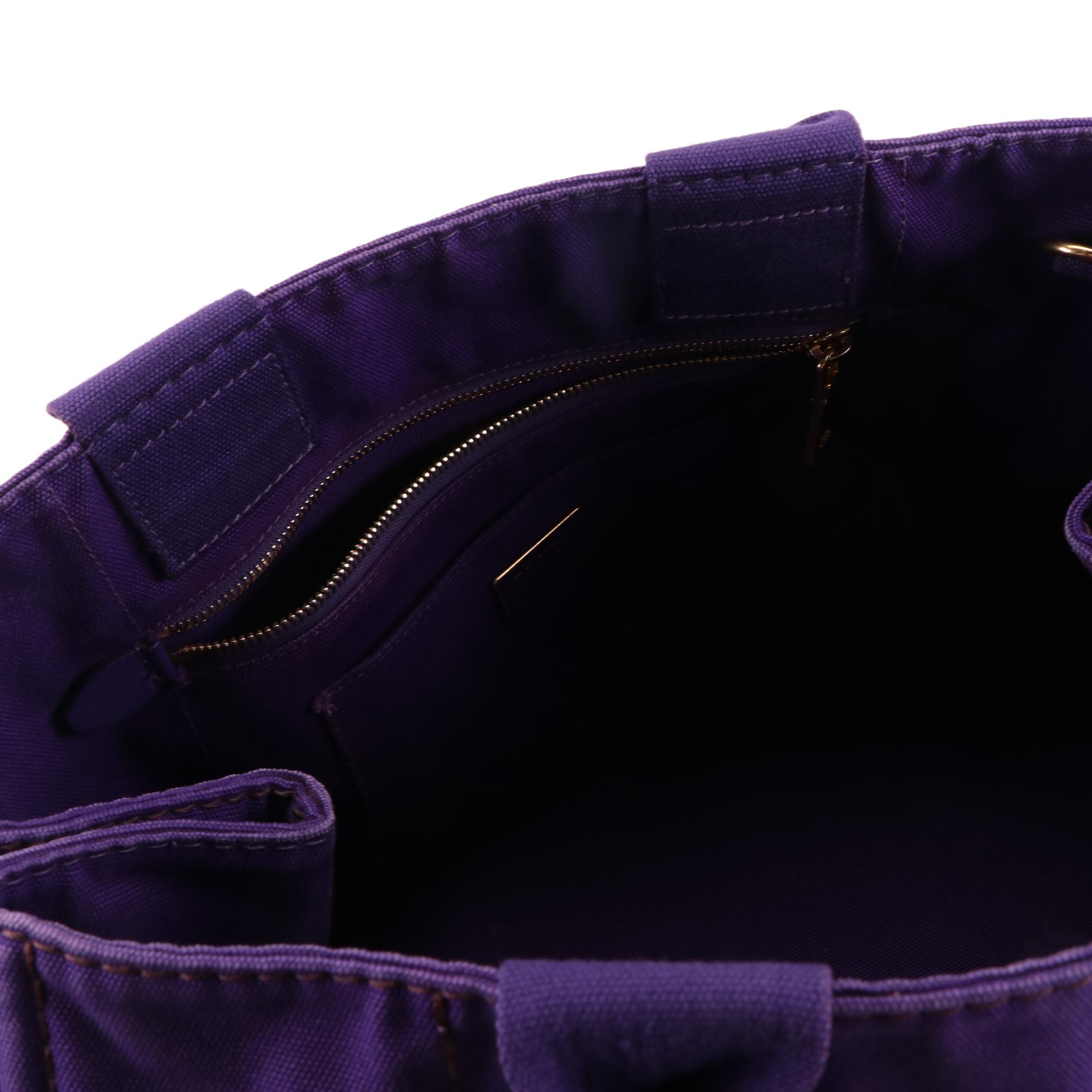 Prada Large Canapa Two-Way Tote Bag in Purple Canvas