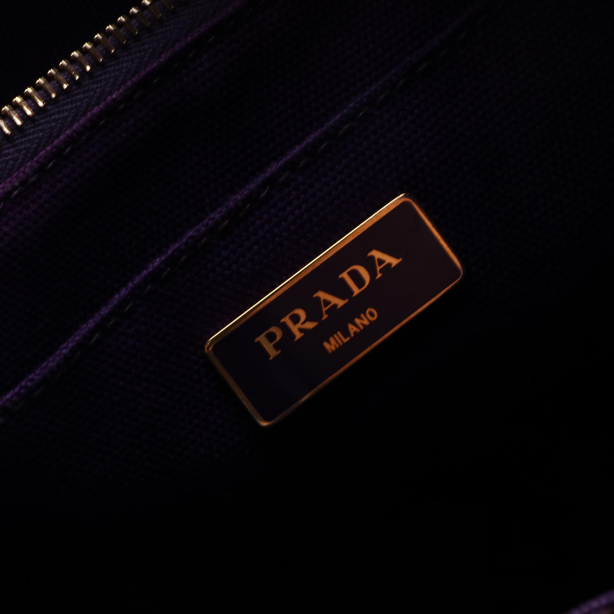 Prada Large Canapa Two-Way Tote Bag in Purple Canvas