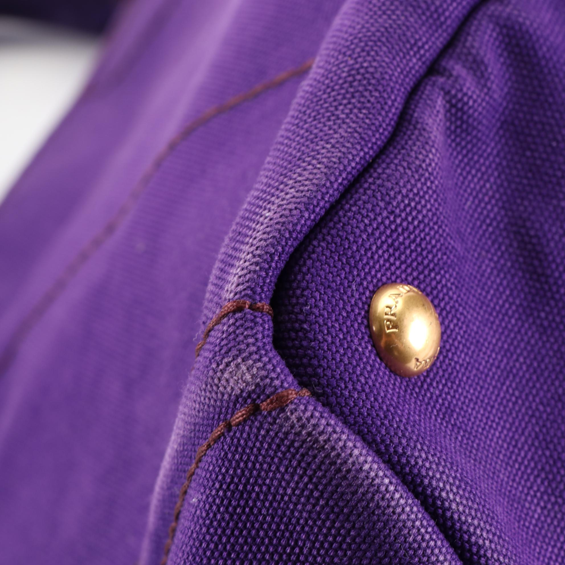 Prada Large Canapa Two-Way Tote Bag in Purple Canvas