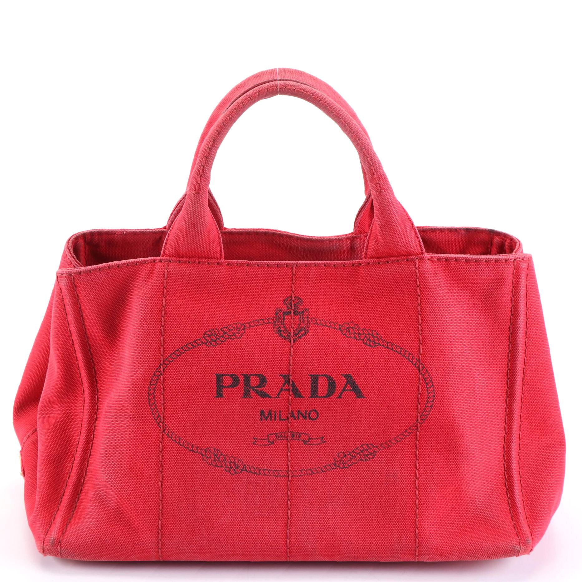 Prada Canapa Two-Way Tote Bag in Red Canvas