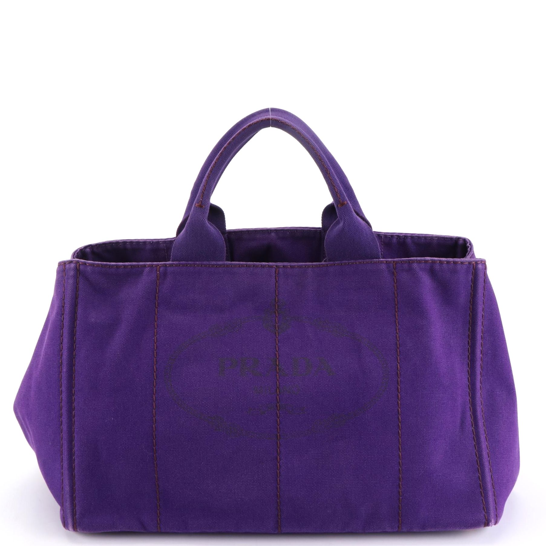 Prada Large Canapa Two-Way Tote Bag in Purple Canvas