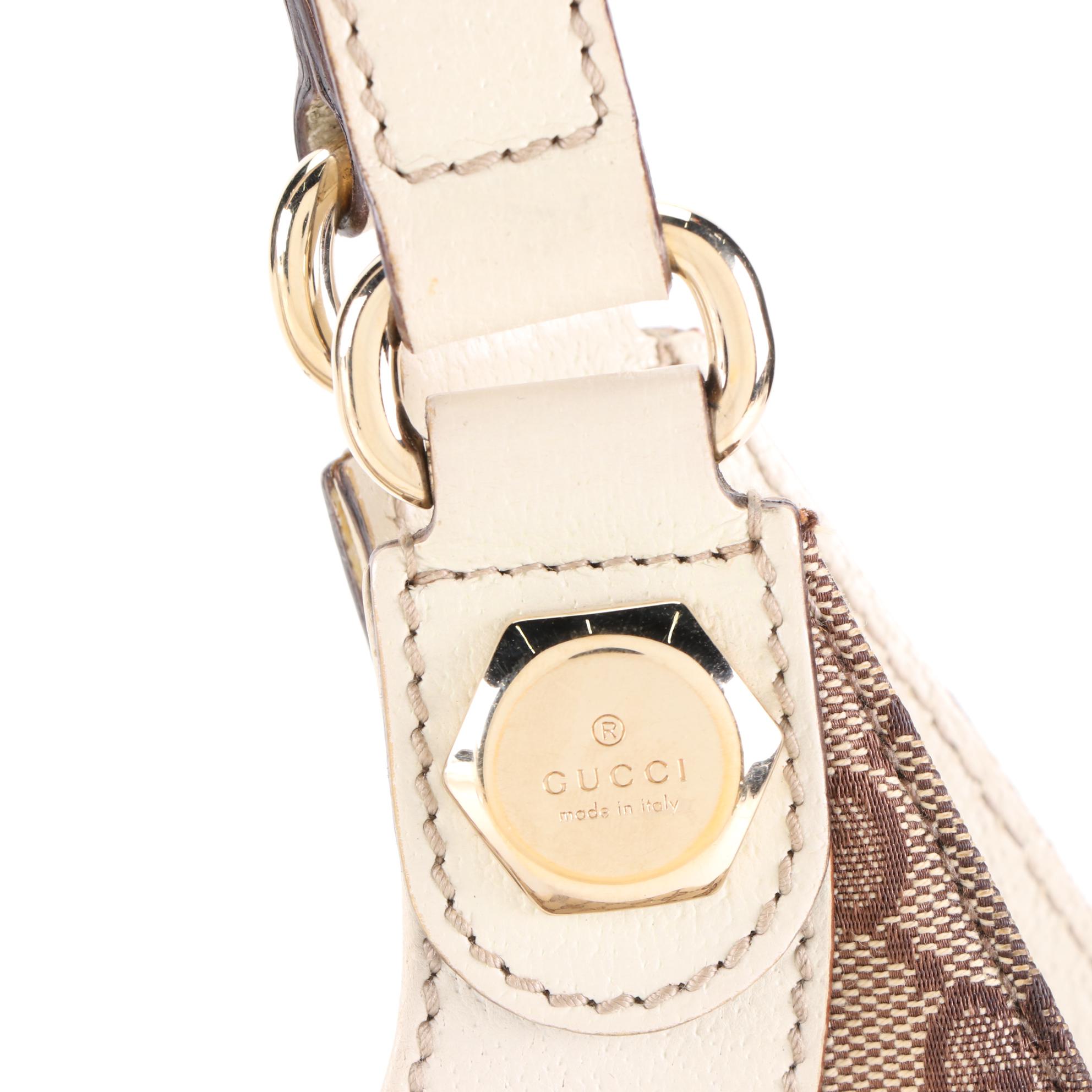 Gucci Charmy Shoulder Bag in GG Canvas and Cinghiale Leather Trim