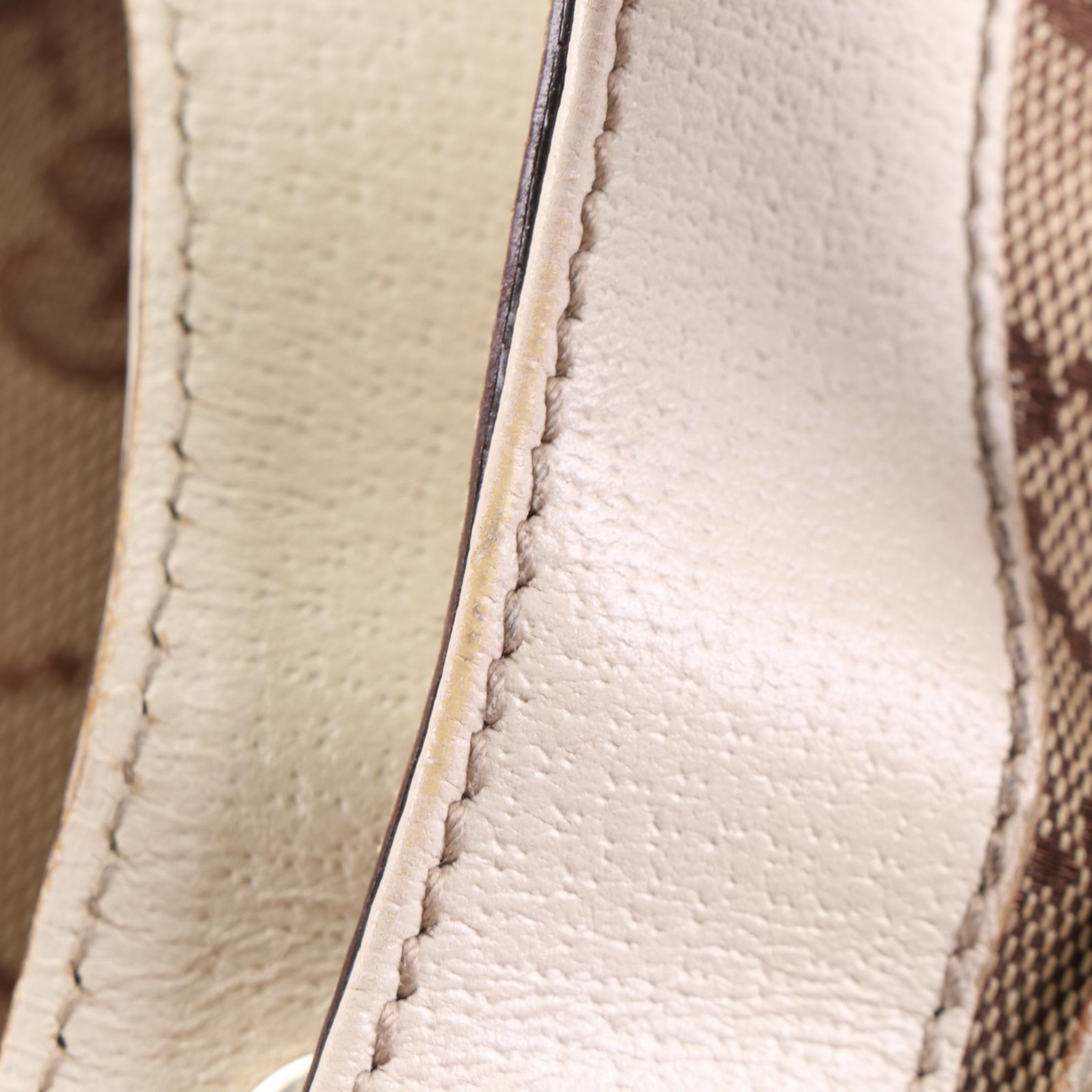 Gucci Charmy Shoulder Bag in GG Canvas and Cinghiale Leather Trim