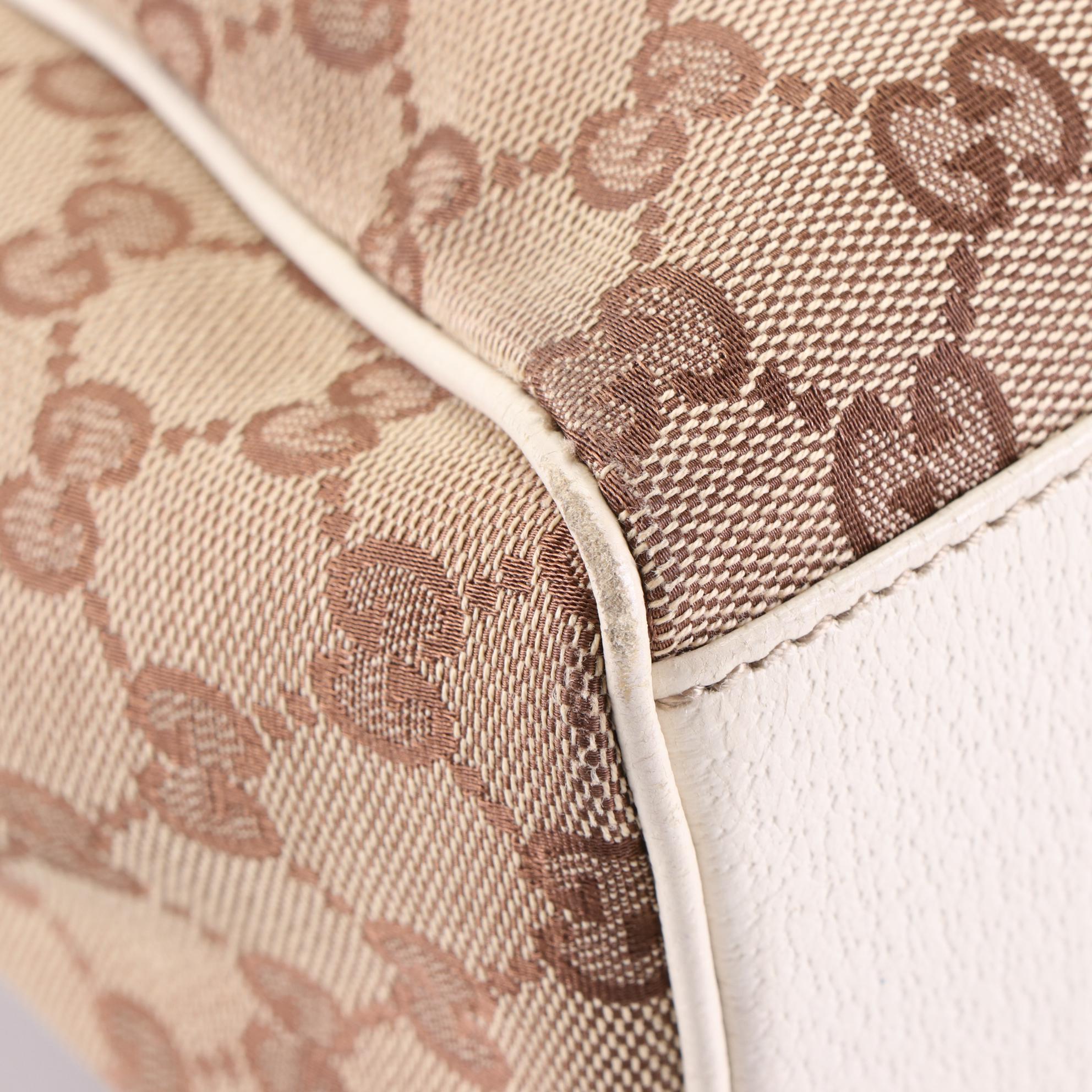 Gucci Charmy Shoulder Bag in GG Canvas and Cinghiale Leather Trim