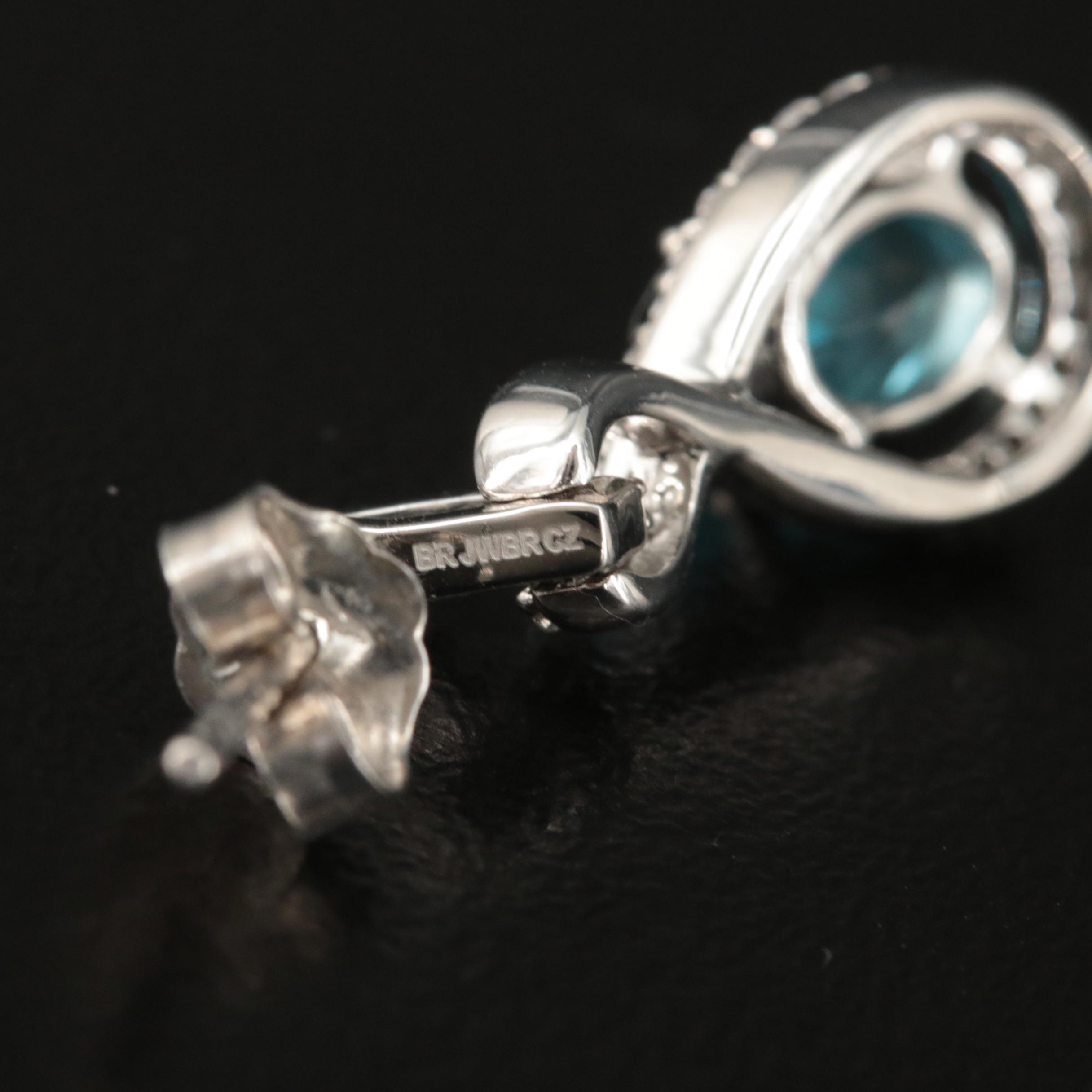 Sterling Sky Blue Topaz and Cubic Zirconia Earrings