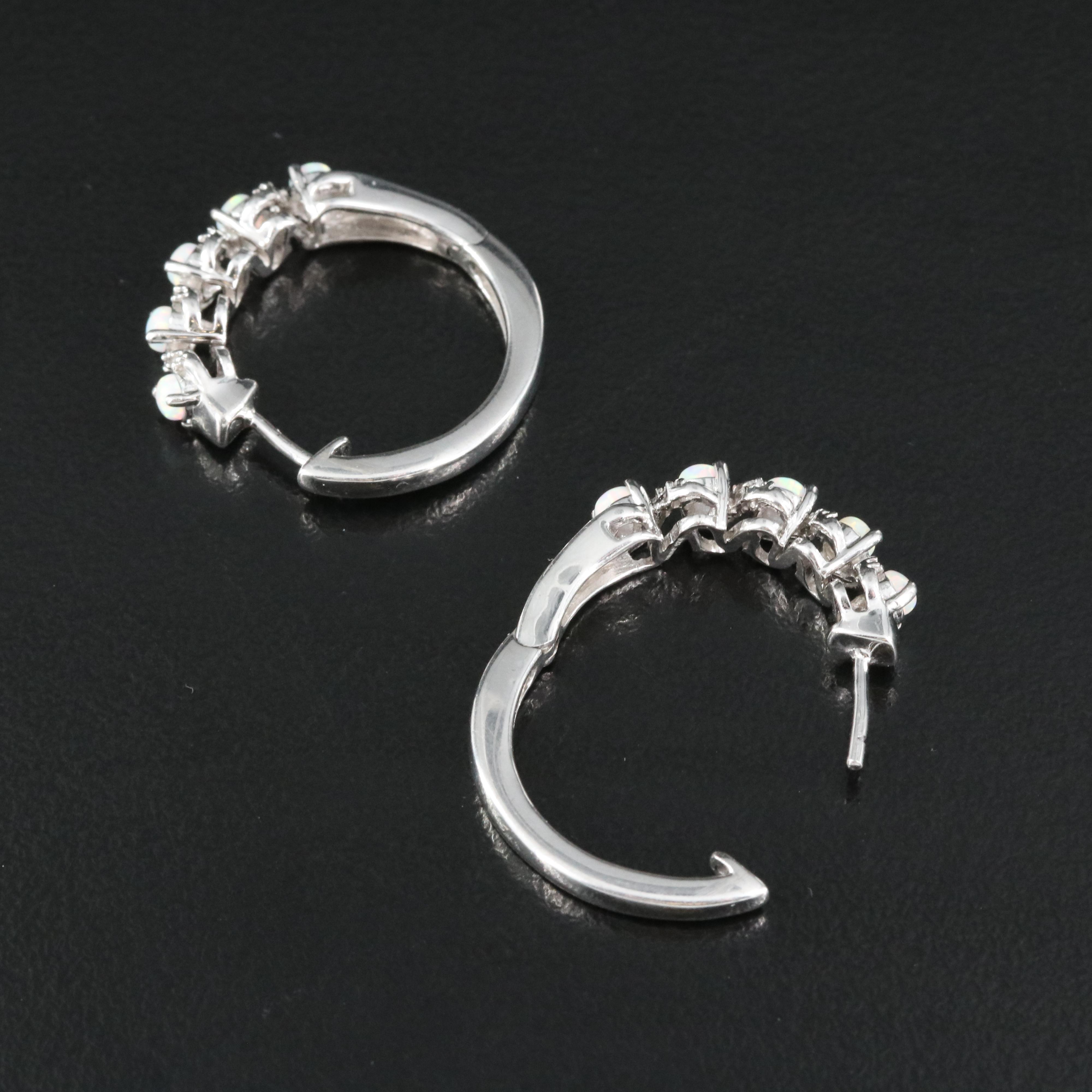 Sterling Opal and Topaz Hoop Earrings