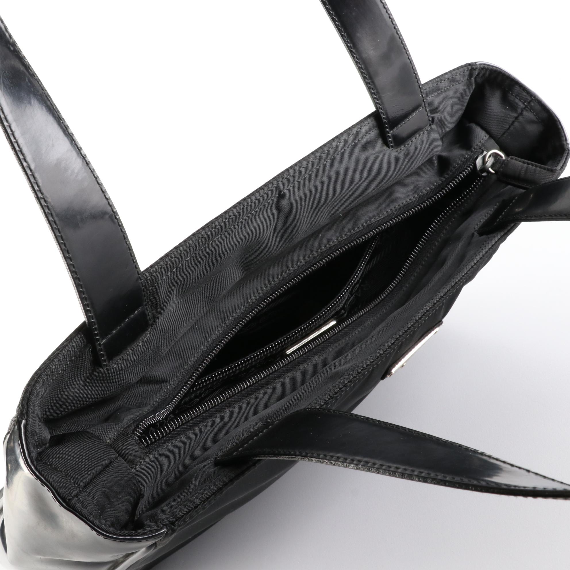 Prada Nylon Tessuto Tote with Leather Trim
