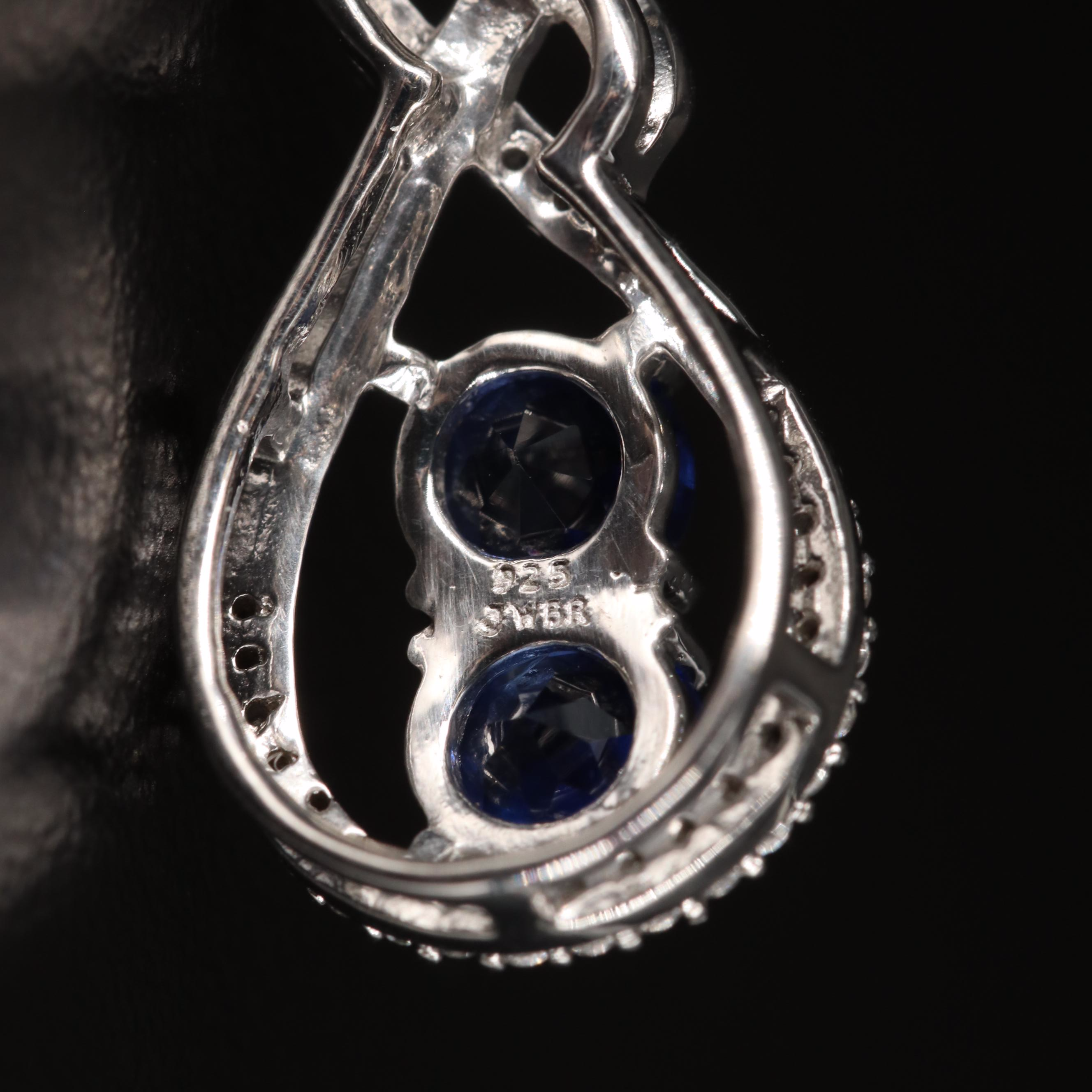 Sterling Sapphire Circle Pendant Necklace