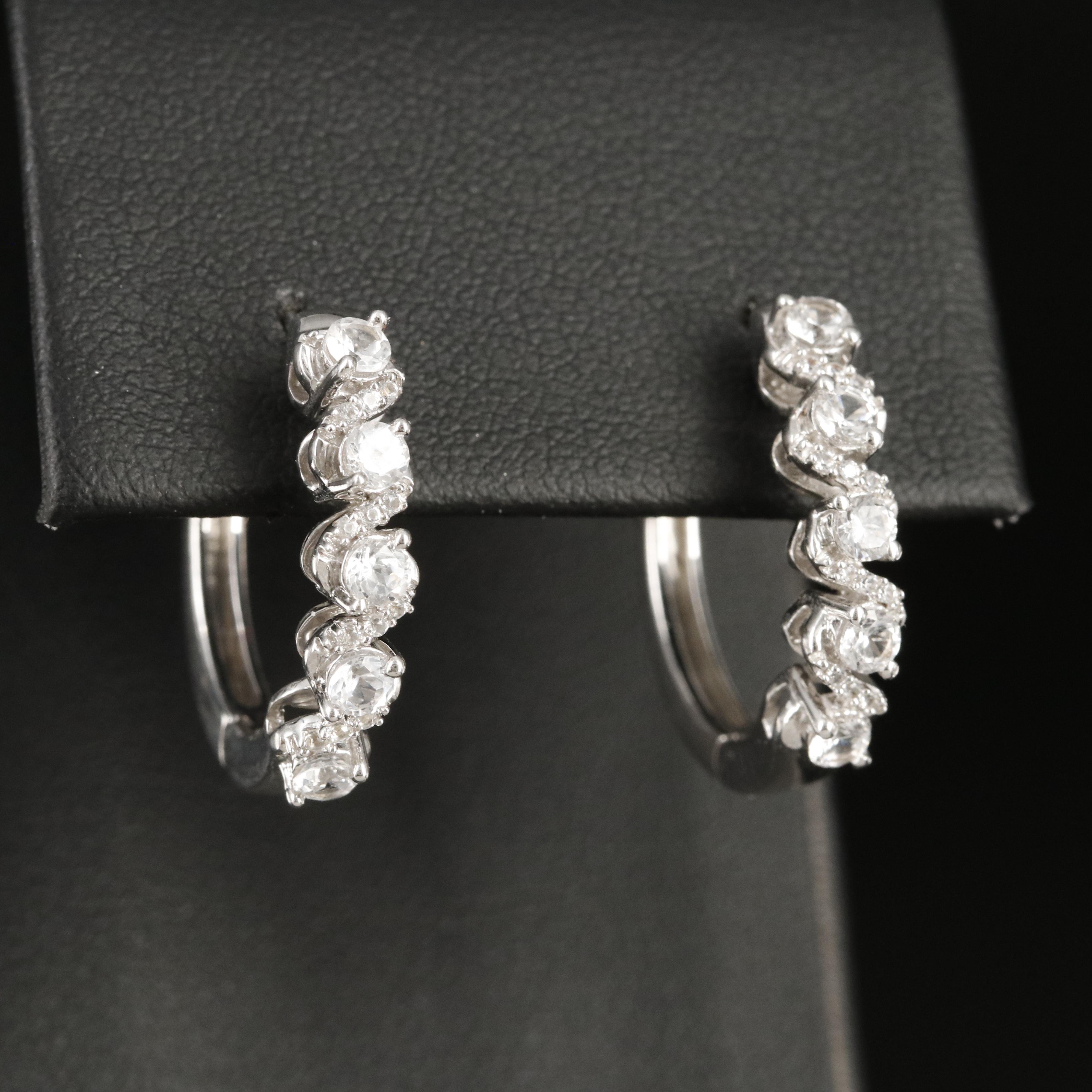 Sterling Sapphire Hoop Earrings