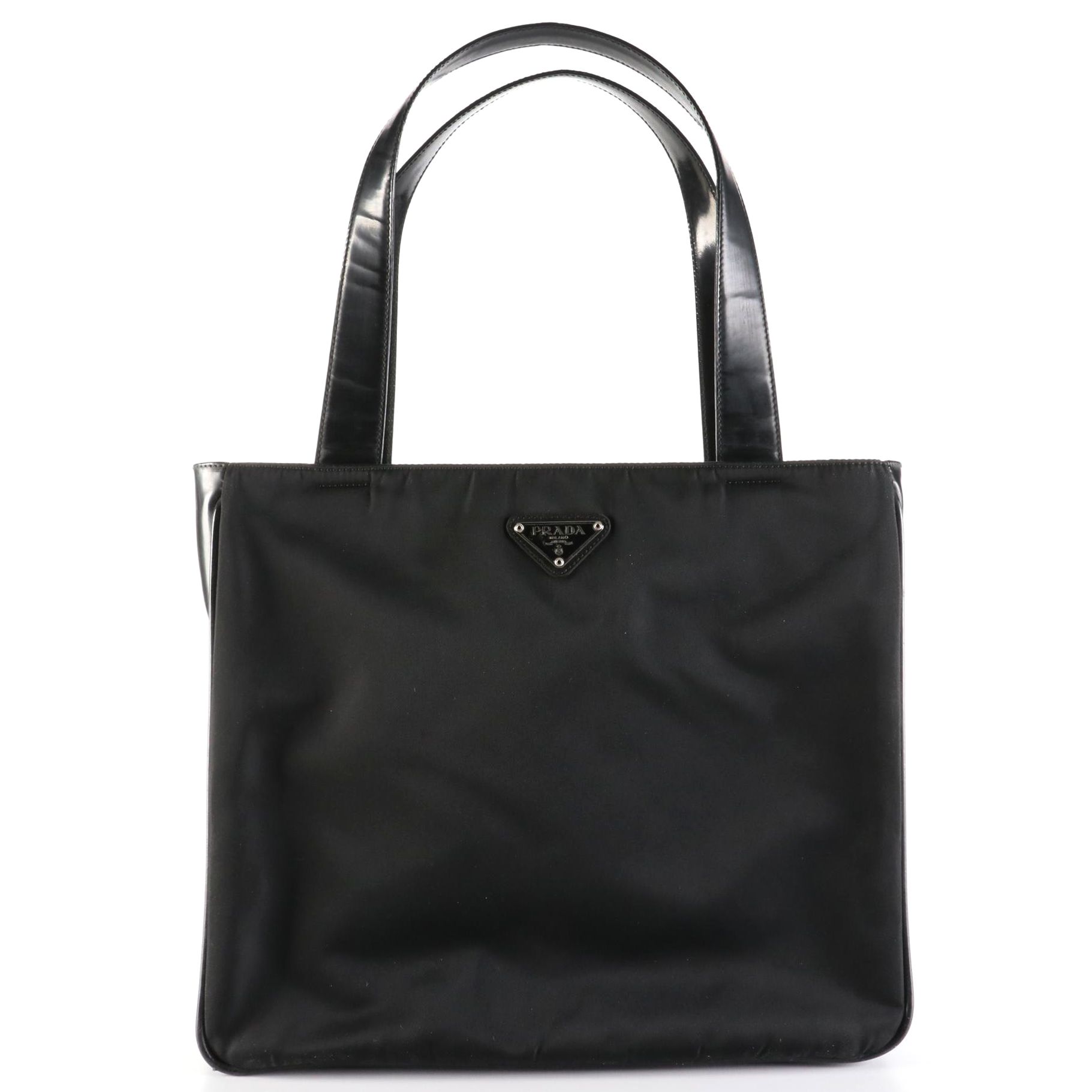 Prada Nylon Tessuto Tote with Leather Trim