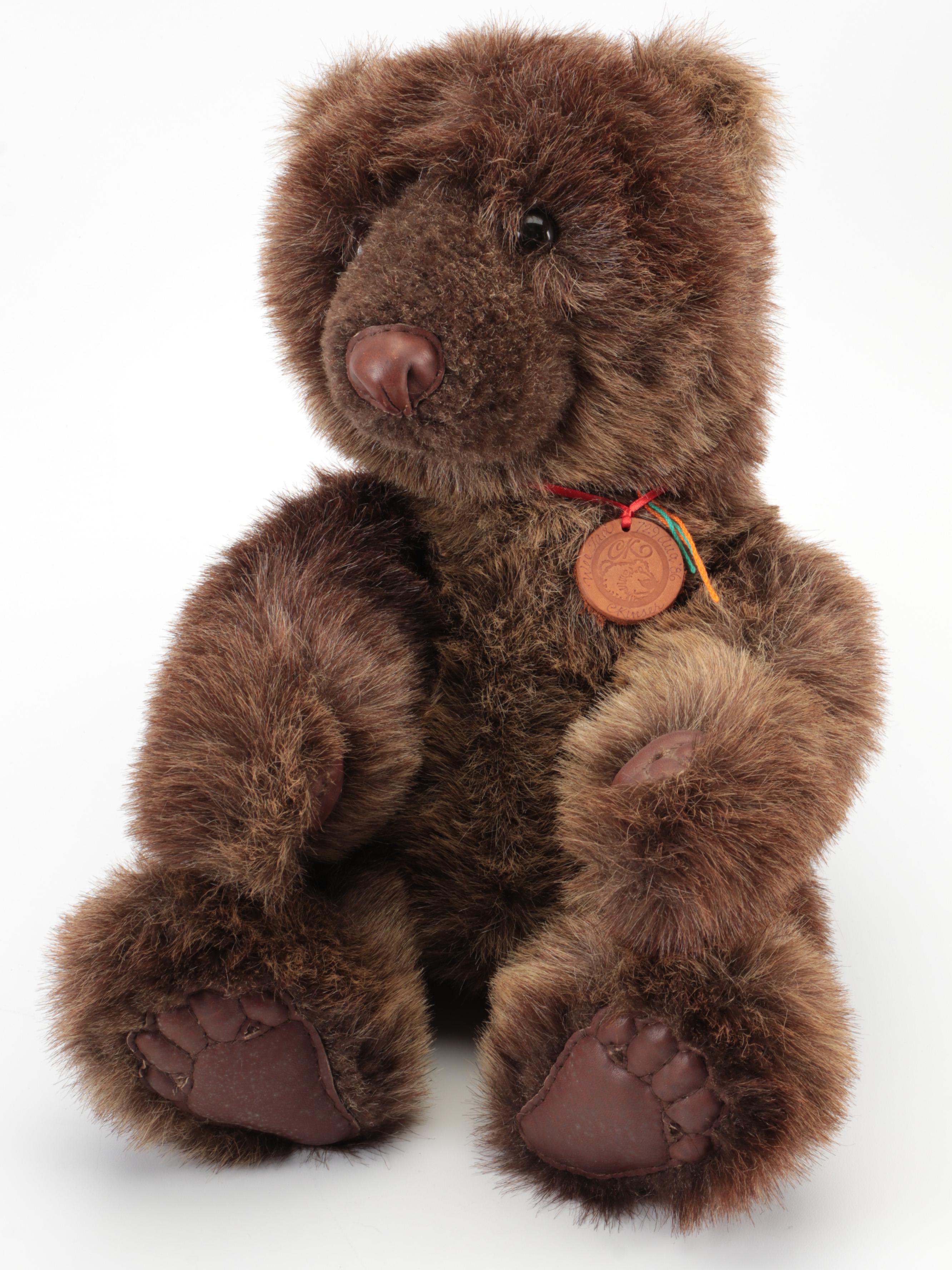 Charleen Kinser Designs Stuffed "Wee Tad" Bear with Other Stuffed Animals