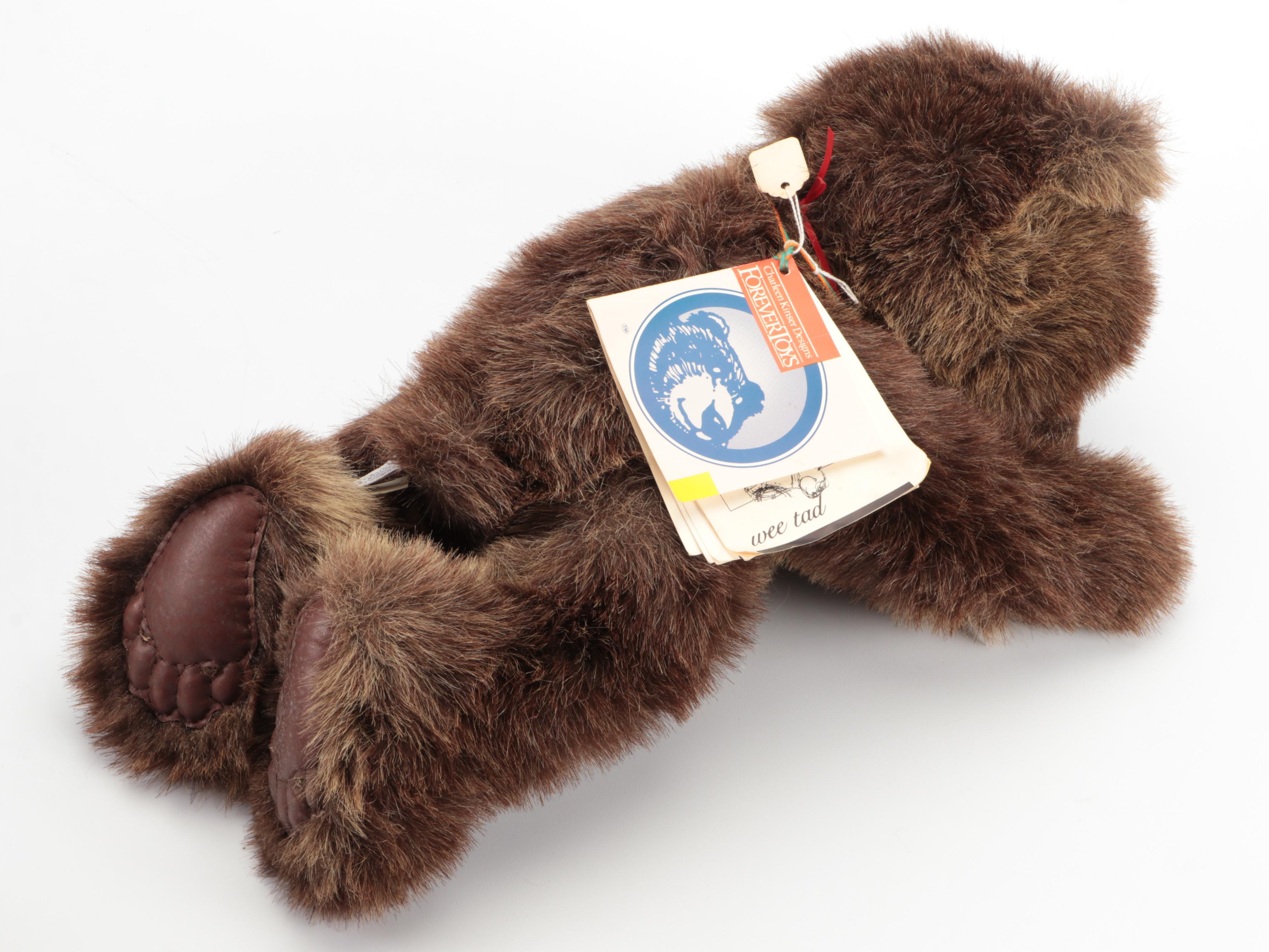 Charleen Kinser Designs Stuffed "Wee Tad" Bear with Other Stuffed Animals