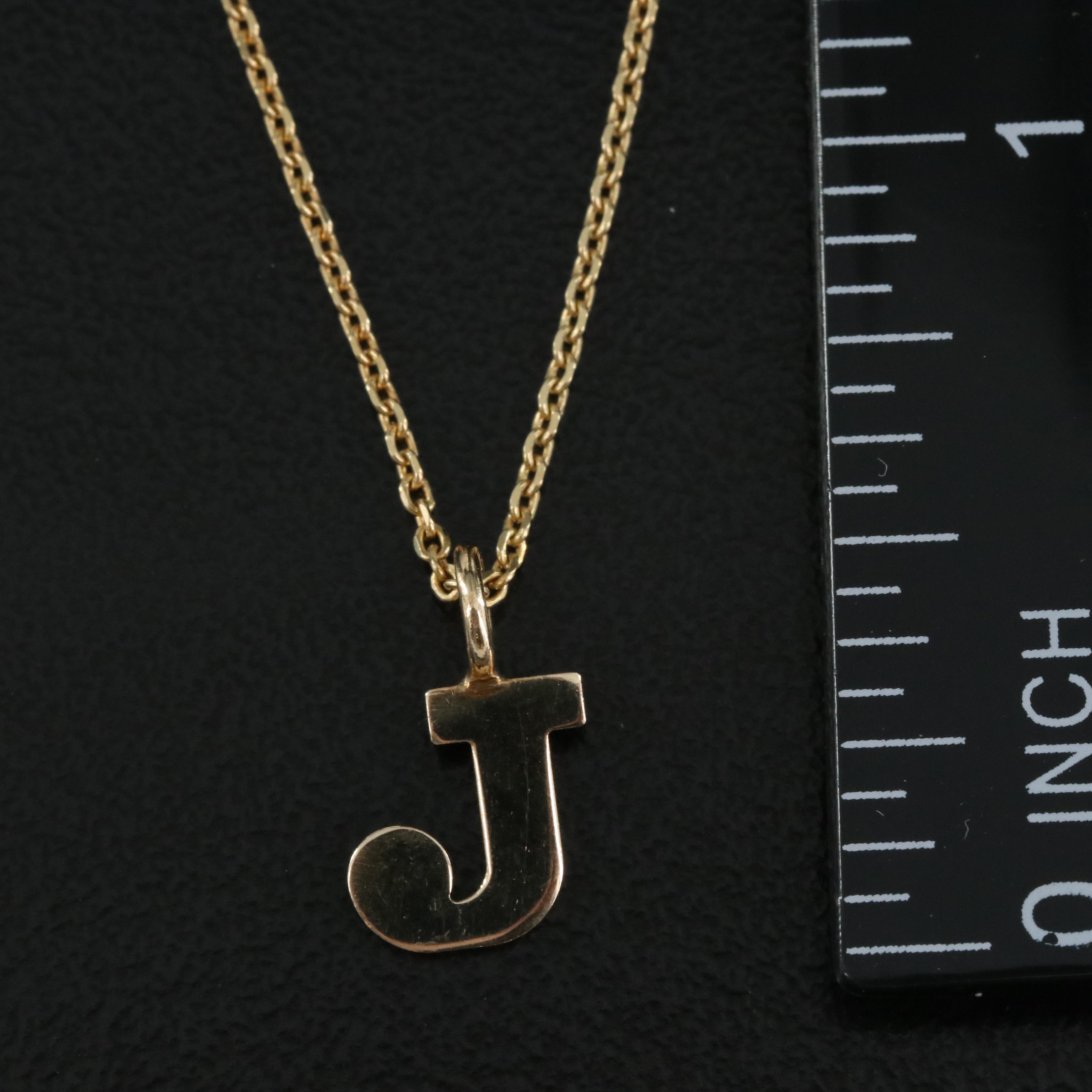 14K "J" Pendant Necklace