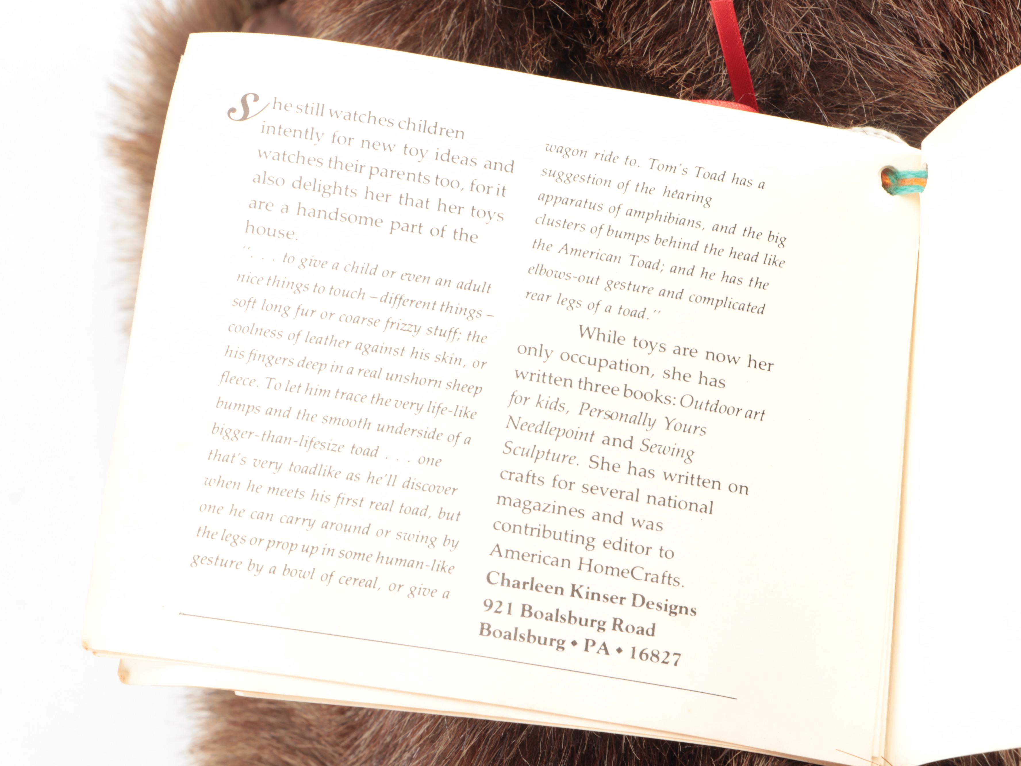 Charleen Kinser Designs Stuffed "Wee Tad" Bear with Other Stuffed Animals