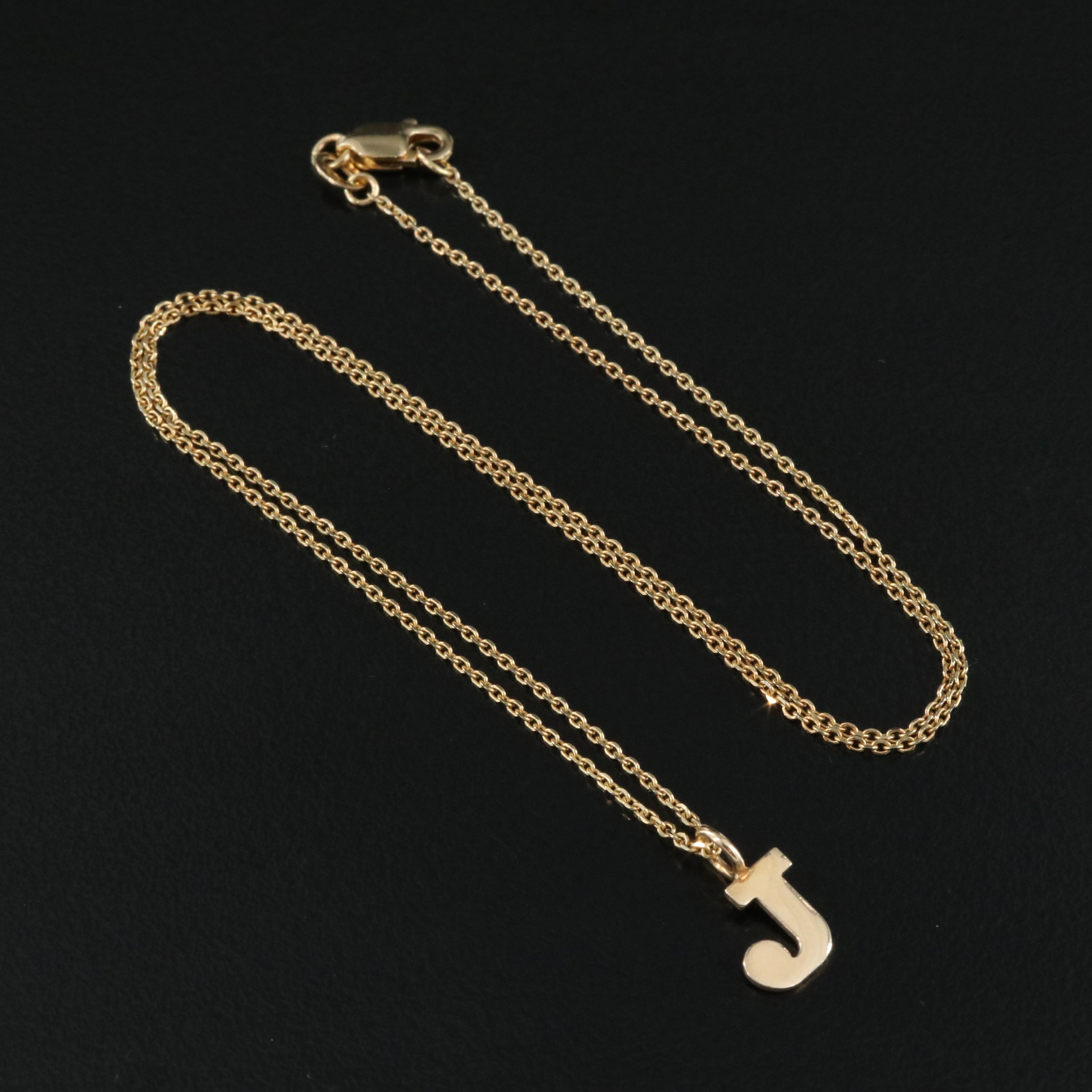 14K "J" Pendant Necklace