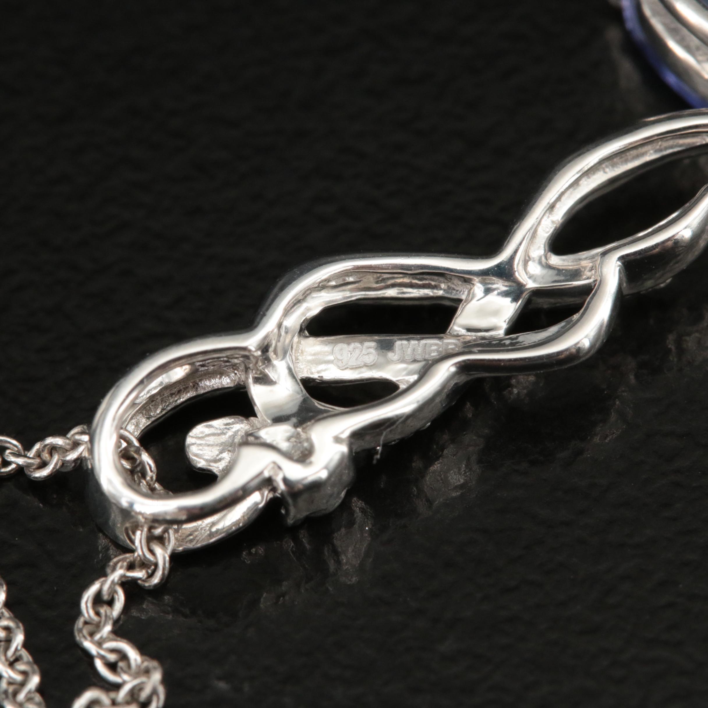 Sterling Tanzanite and White Sapphire Pendant Necklace