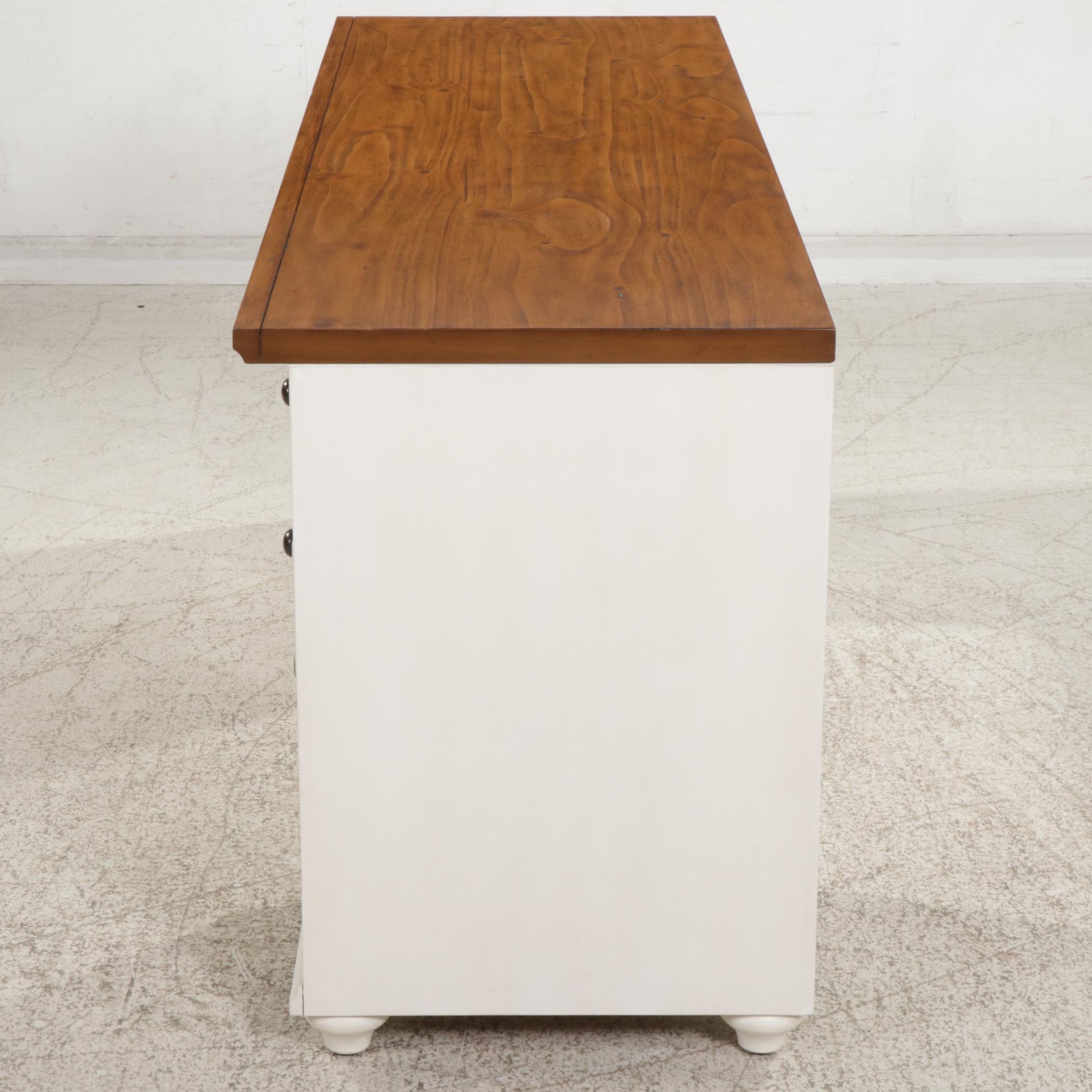 Pottery Barn "Whitney" Parcel-Painted Desk with "Wingate" Wicker Desk Chair