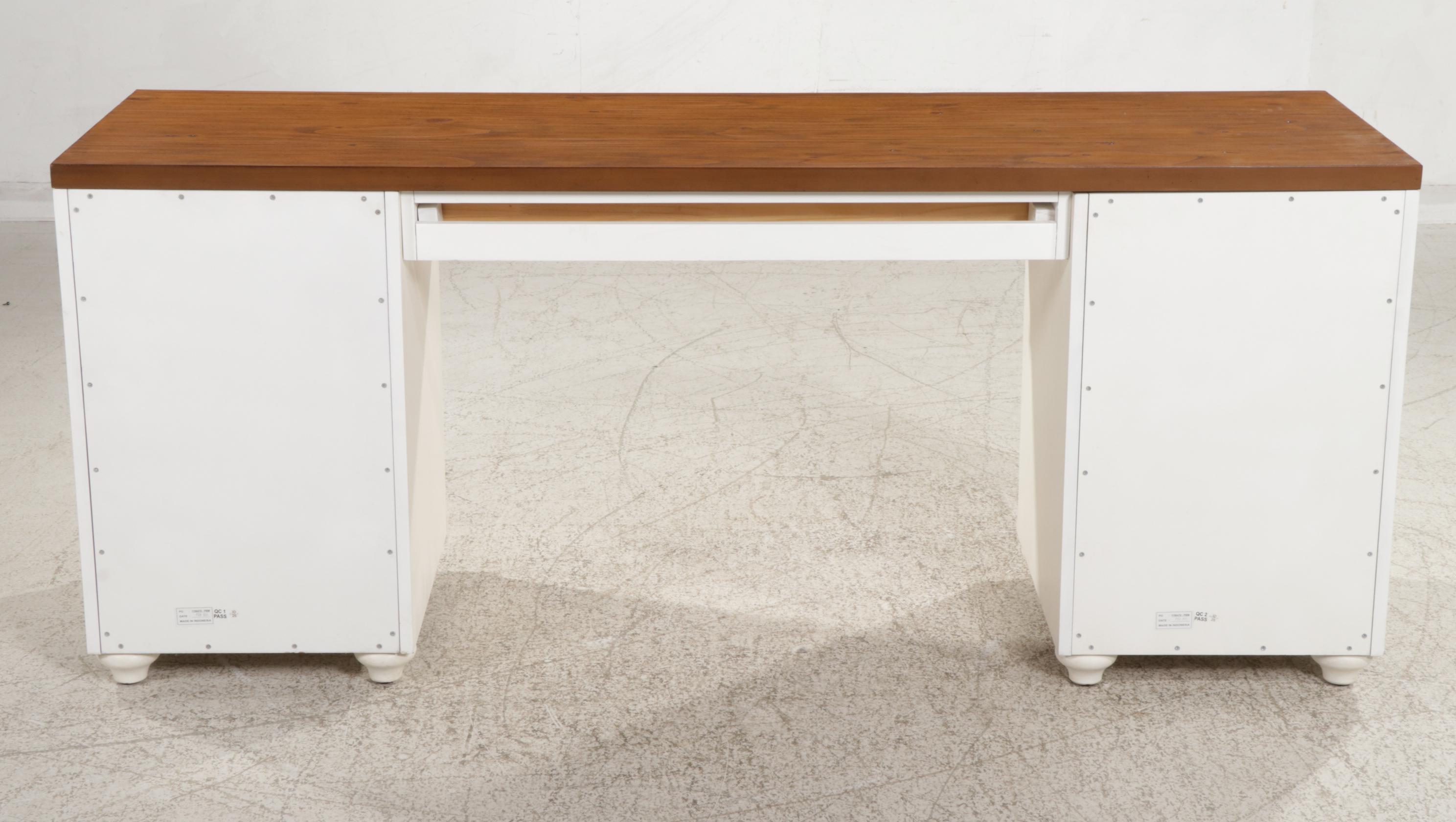 Pottery Barn "Whitney" Parcel-Painted Desk with "Wingate" Wicker Desk Chair