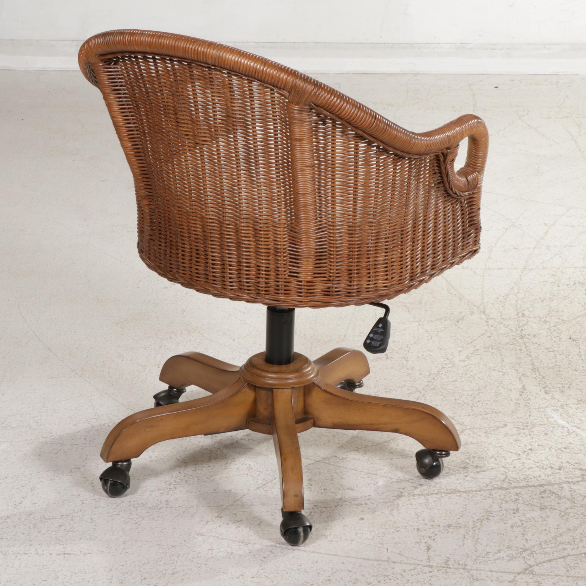 Pottery Barn "Whitney" Parcel-Painted Desk with "Wingate" Wicker Desk Chair