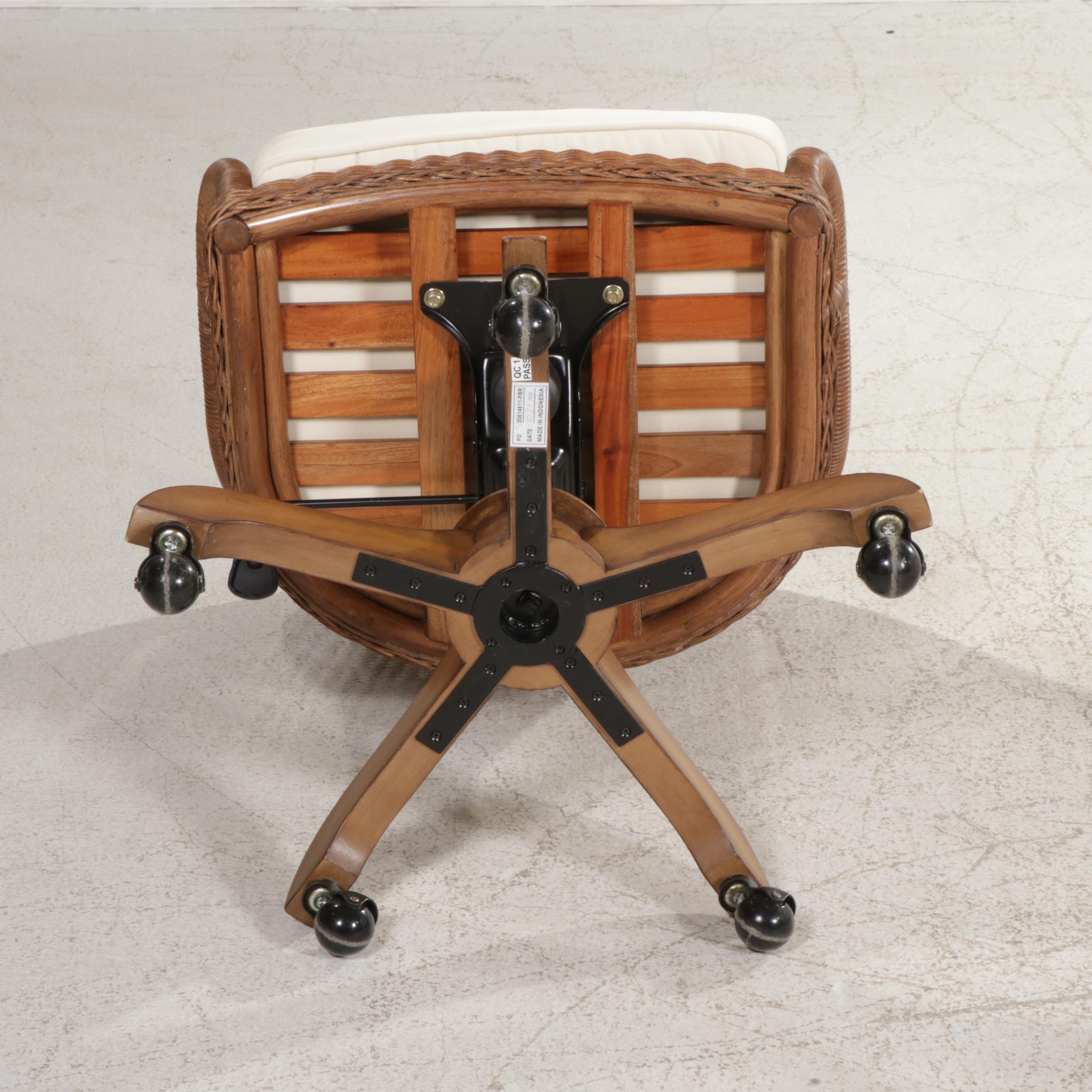 Pottery Barn "Whitney" Parcel-Painted Desk with "Wingate" Wicker Desk Chair