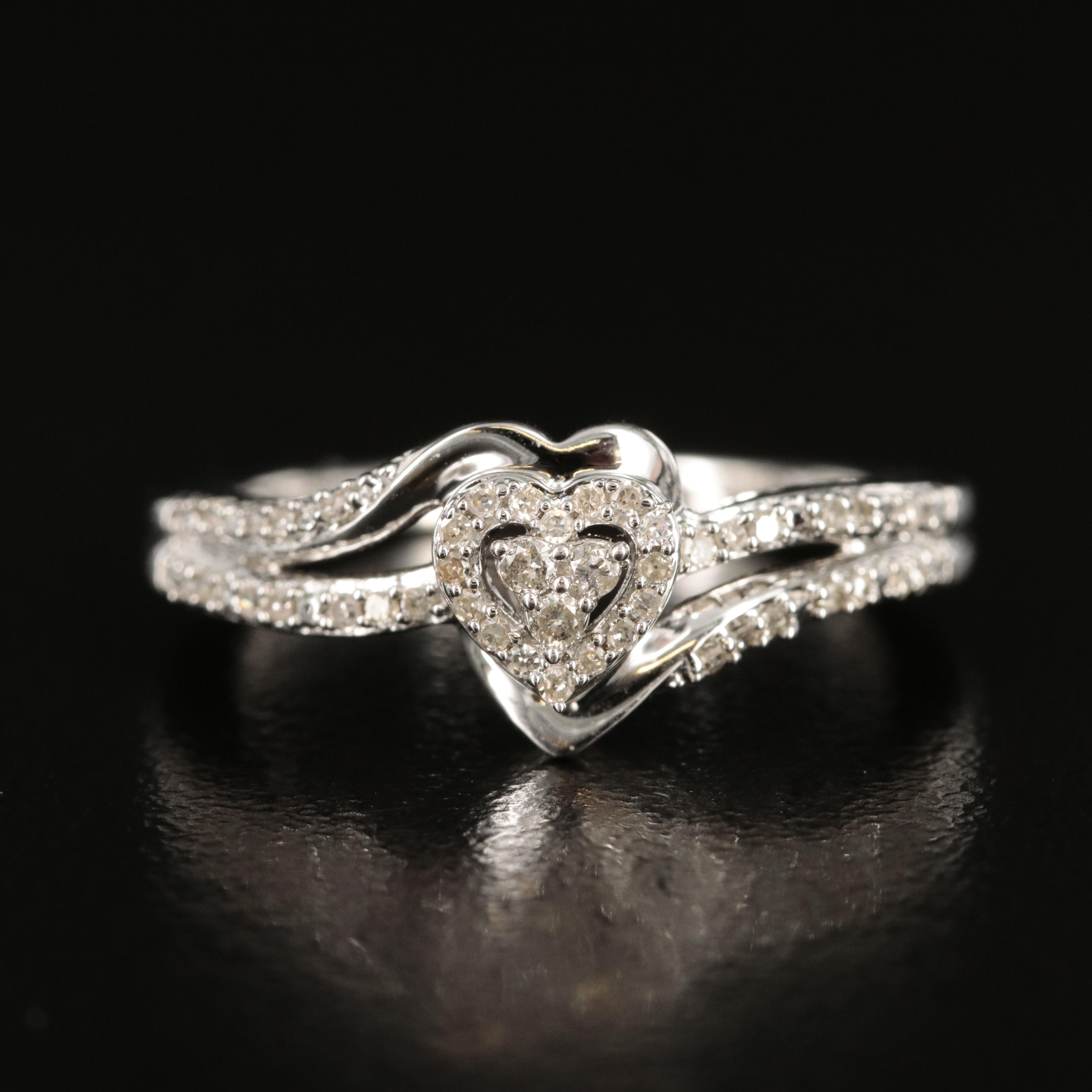 Sterling Diamond Heart Ring