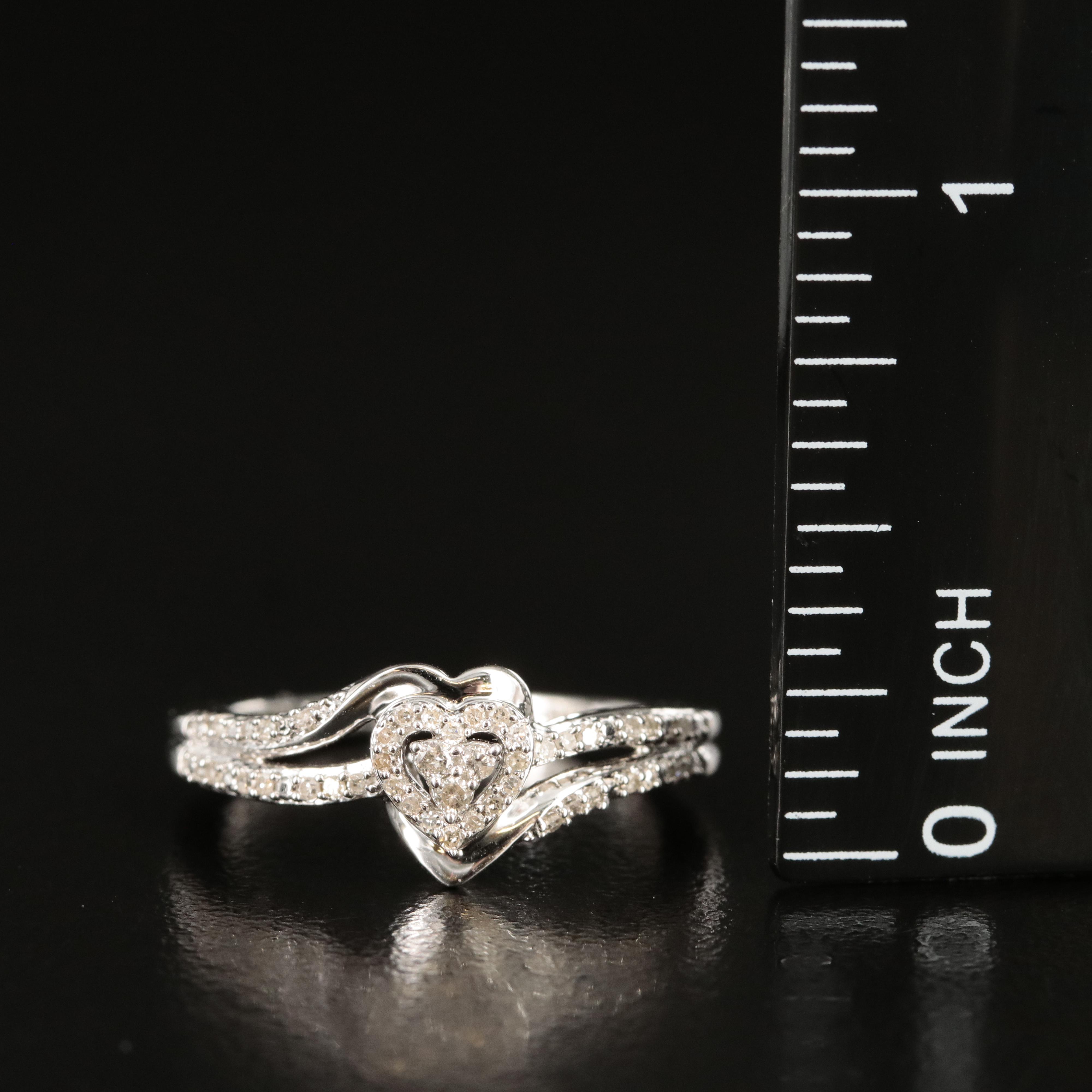 Sterling Diamond Heart Ring