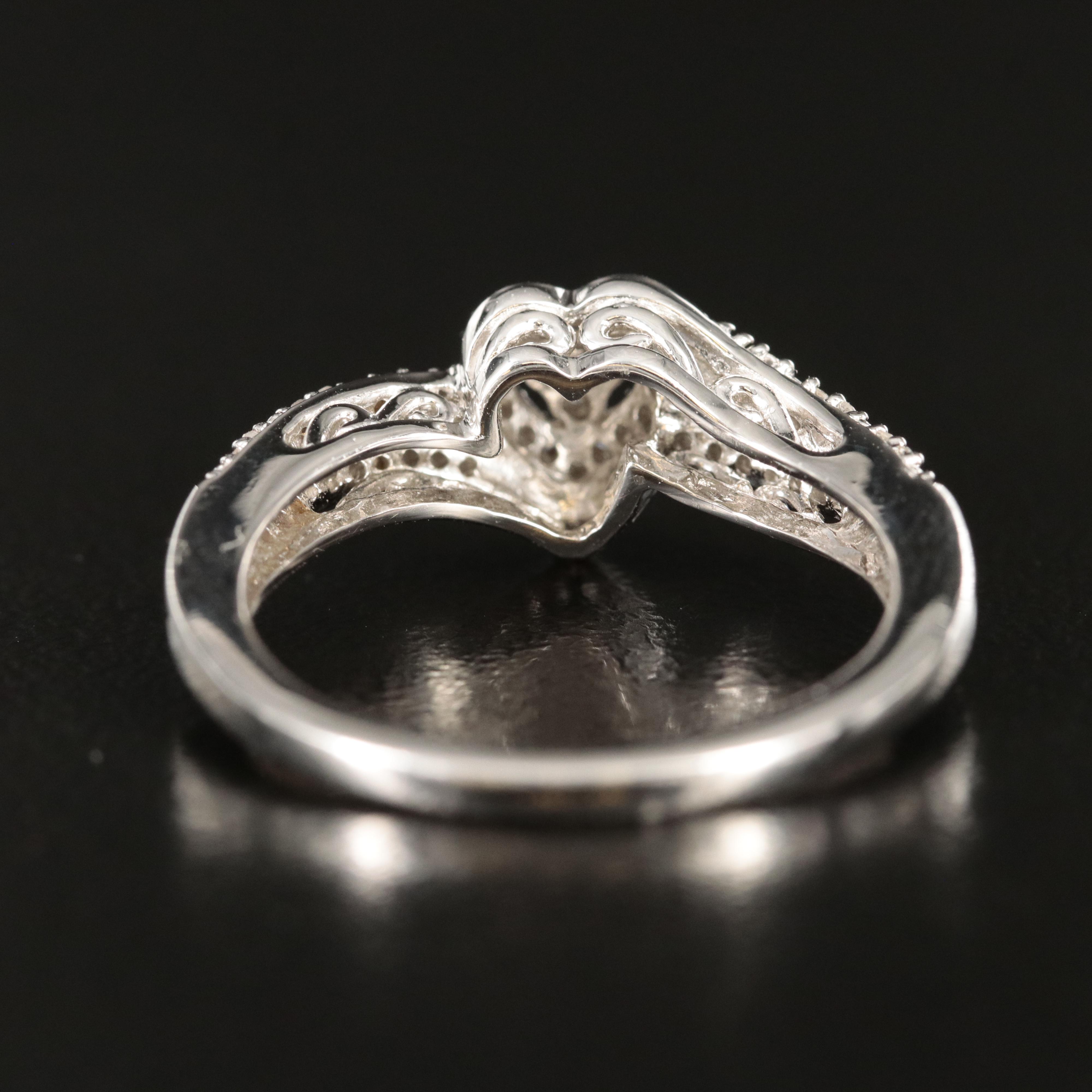 Sterling Diamond Heart Ring