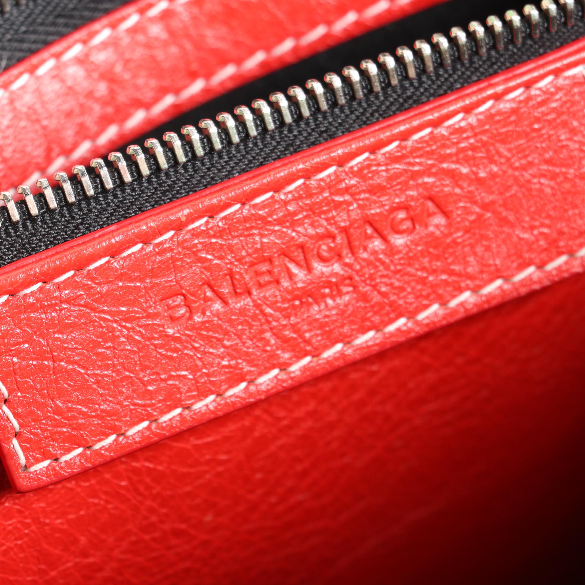 Balenciaga Bazar Convertible Small Tote in Bayadere Stripe Crinkled Leather