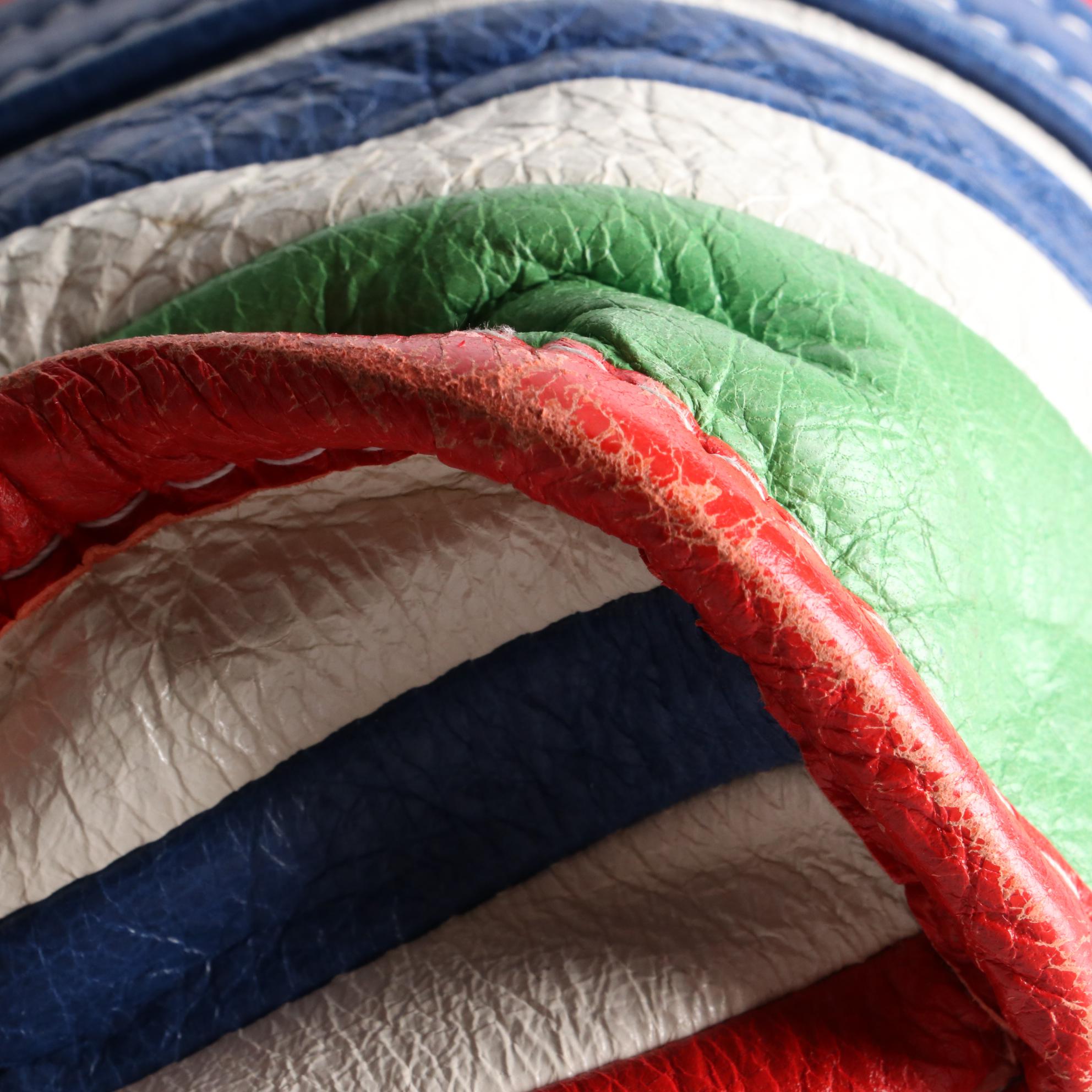 Balenciaga Bazar Convertible Small Tote in Bayadere Stripe Crinkled Leather