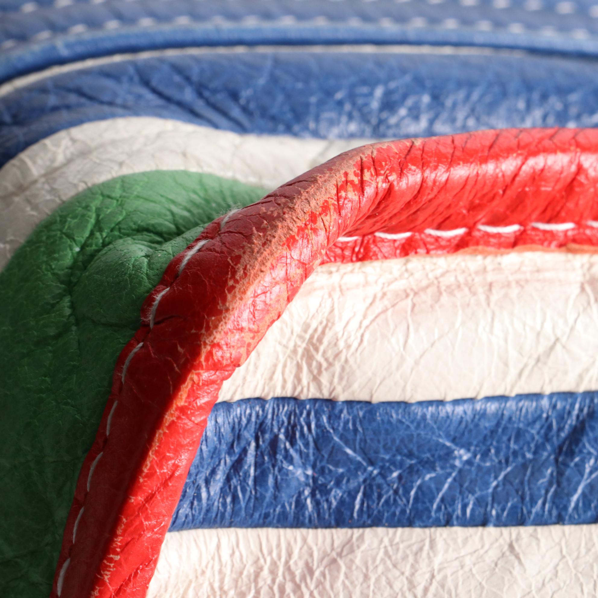 Balenciaga Bazar Convertible Small Tote in Bayadere Stripe Crinkled Leather