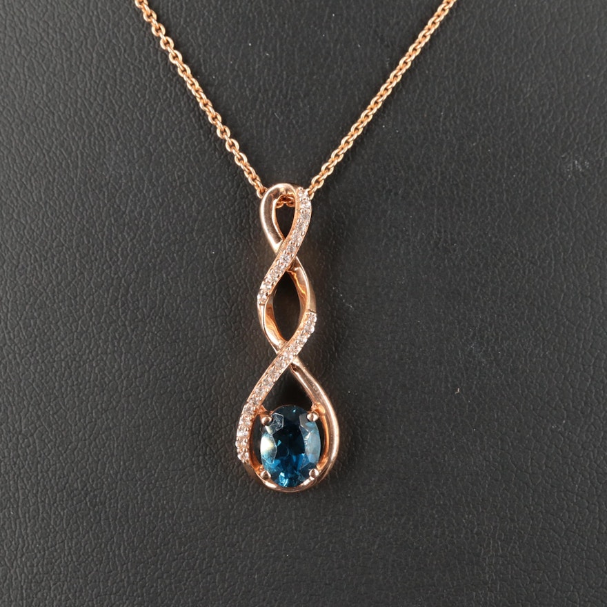 Sterling London Blue Topaz and Sapphire Necklace
