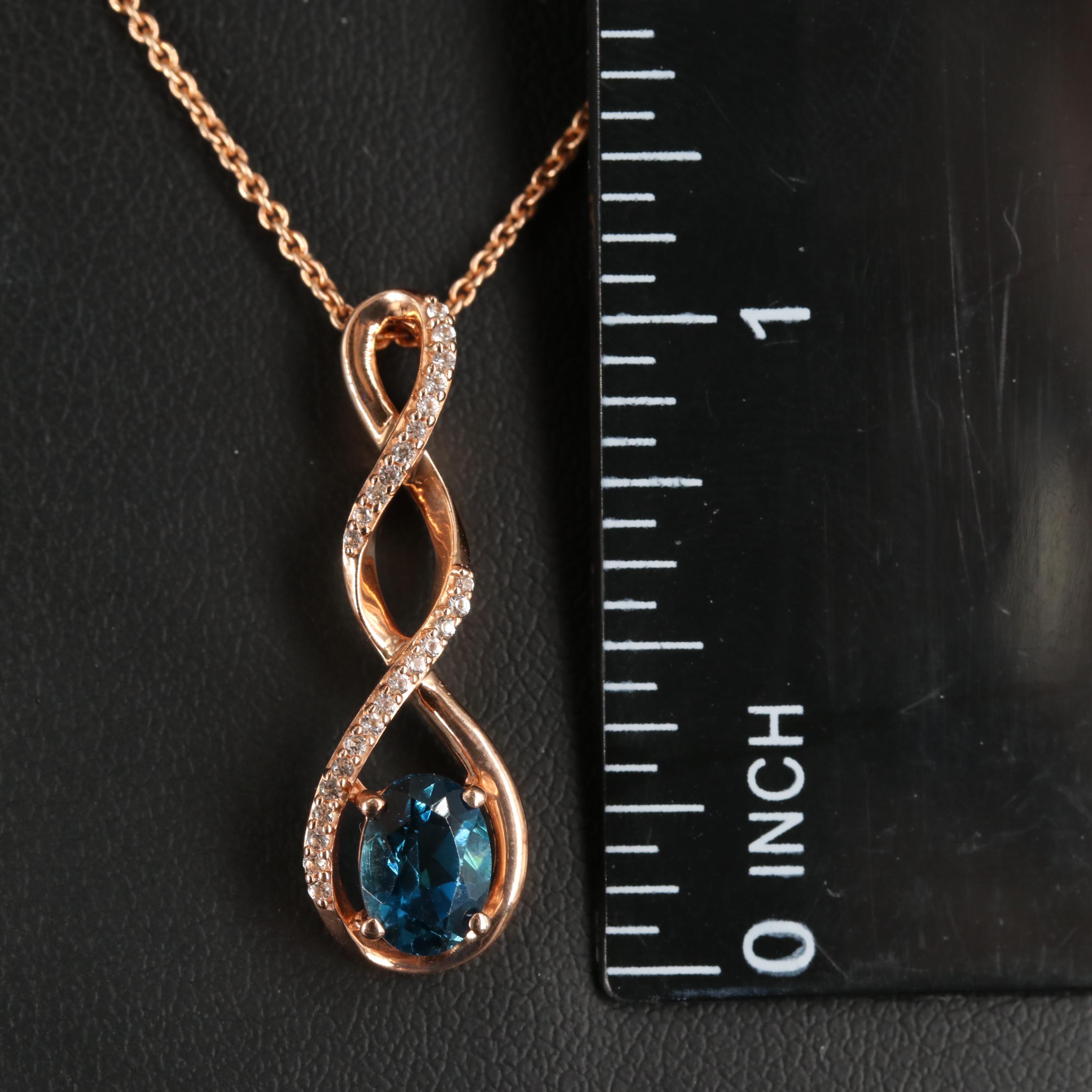 Sterling London Blue Topaz and Sapphire Necklace