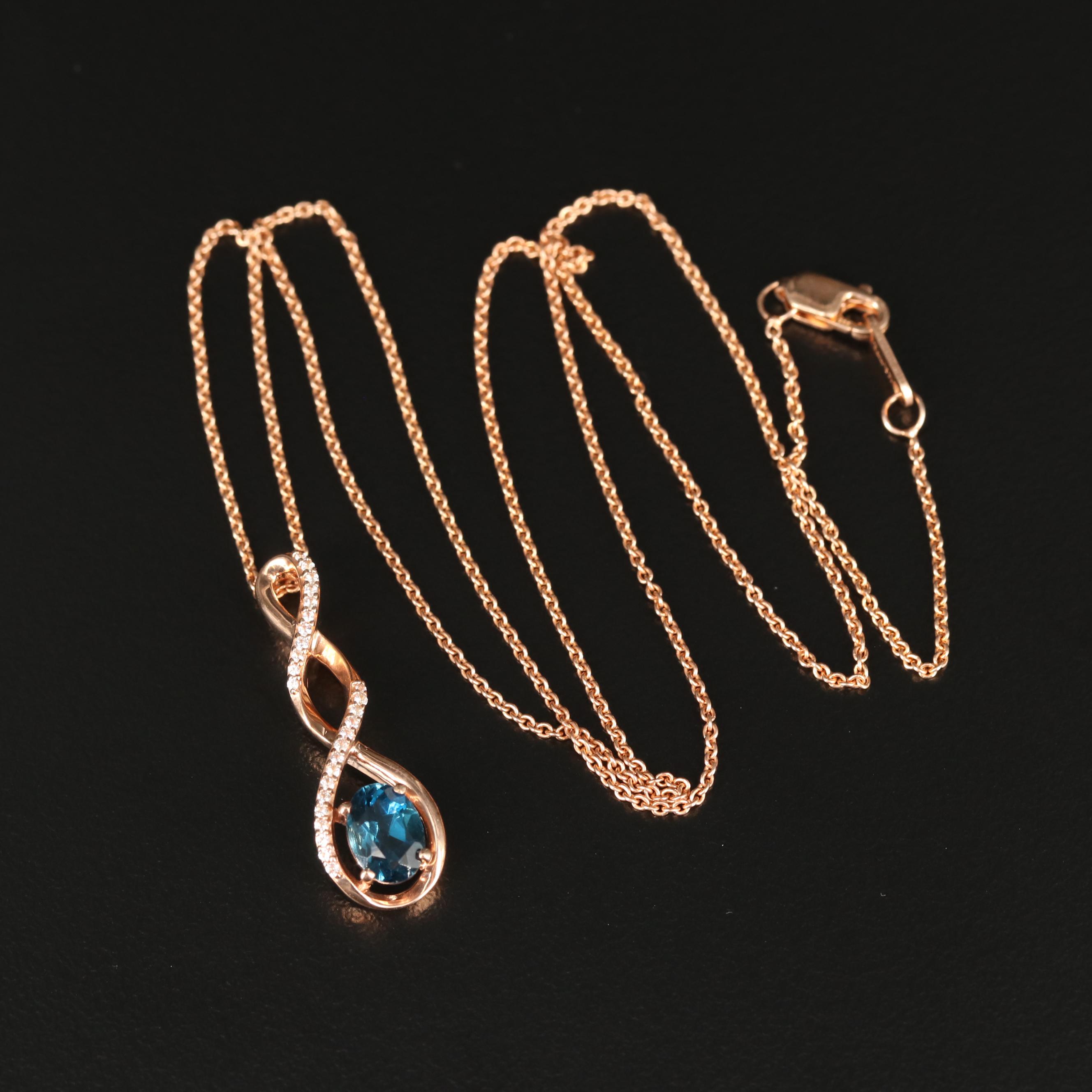 Sterling London Blue Topaz and Sapphire Necklace