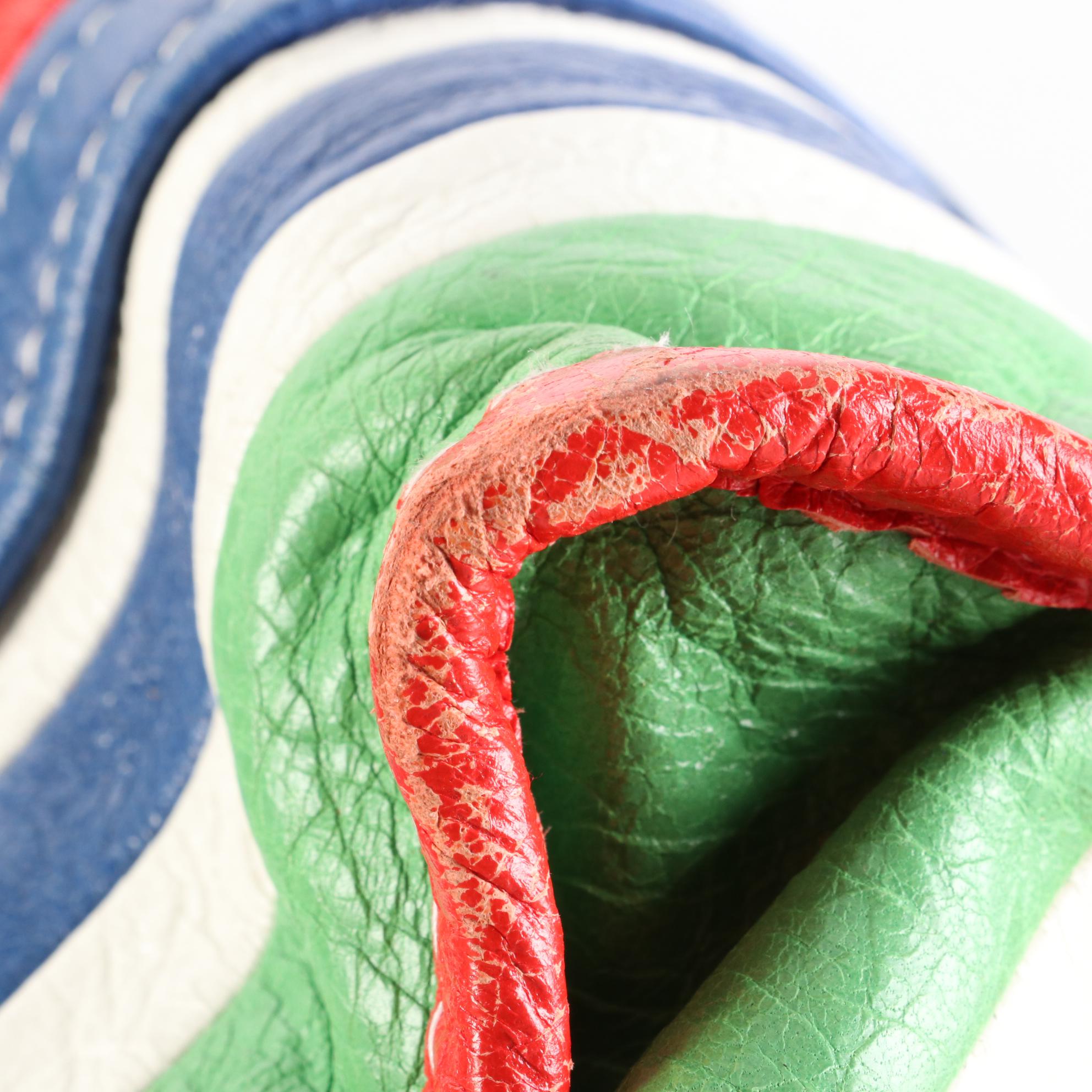 Balenciaga Bazar Convertible Small Tote in Bayadere Stripe Crinkled Leather