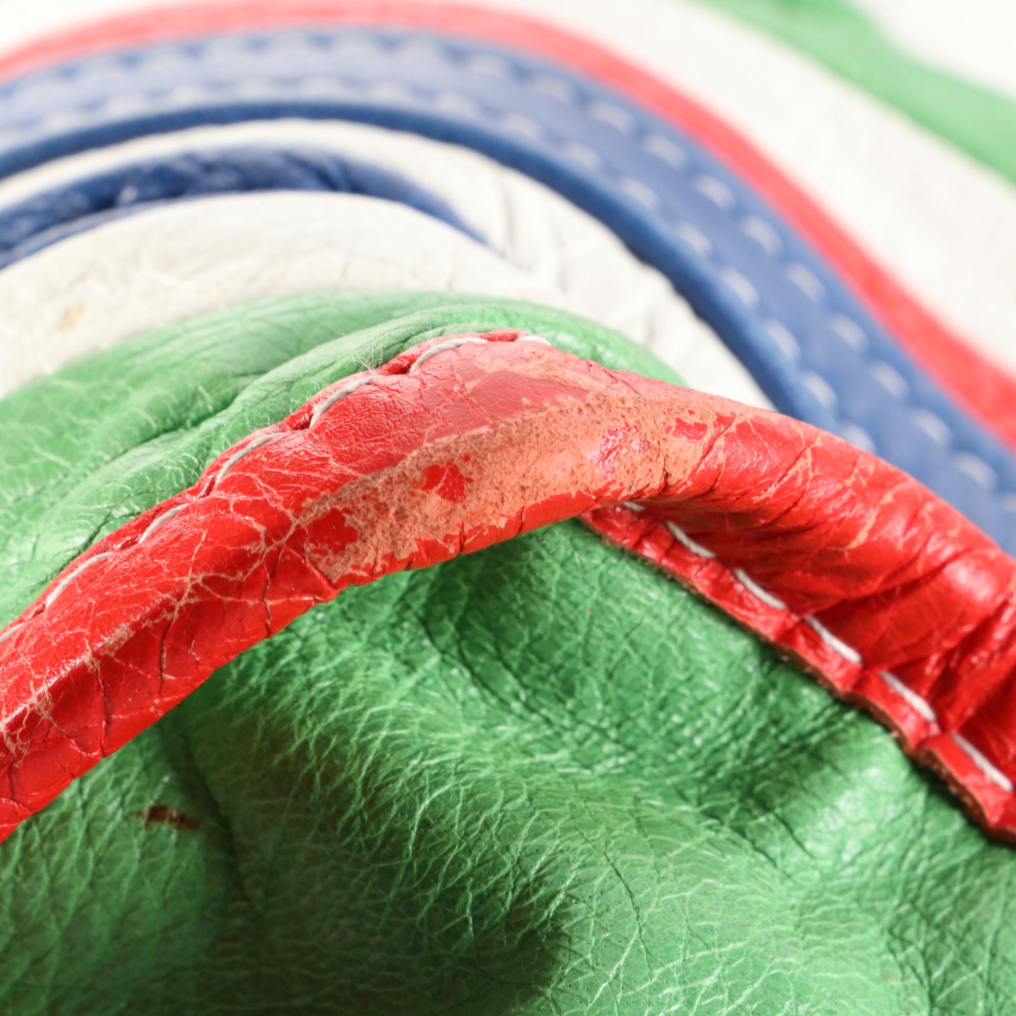 Balenciaga Bazar Convertible Small Tote in Bayadere Stripe Crinkled Leather