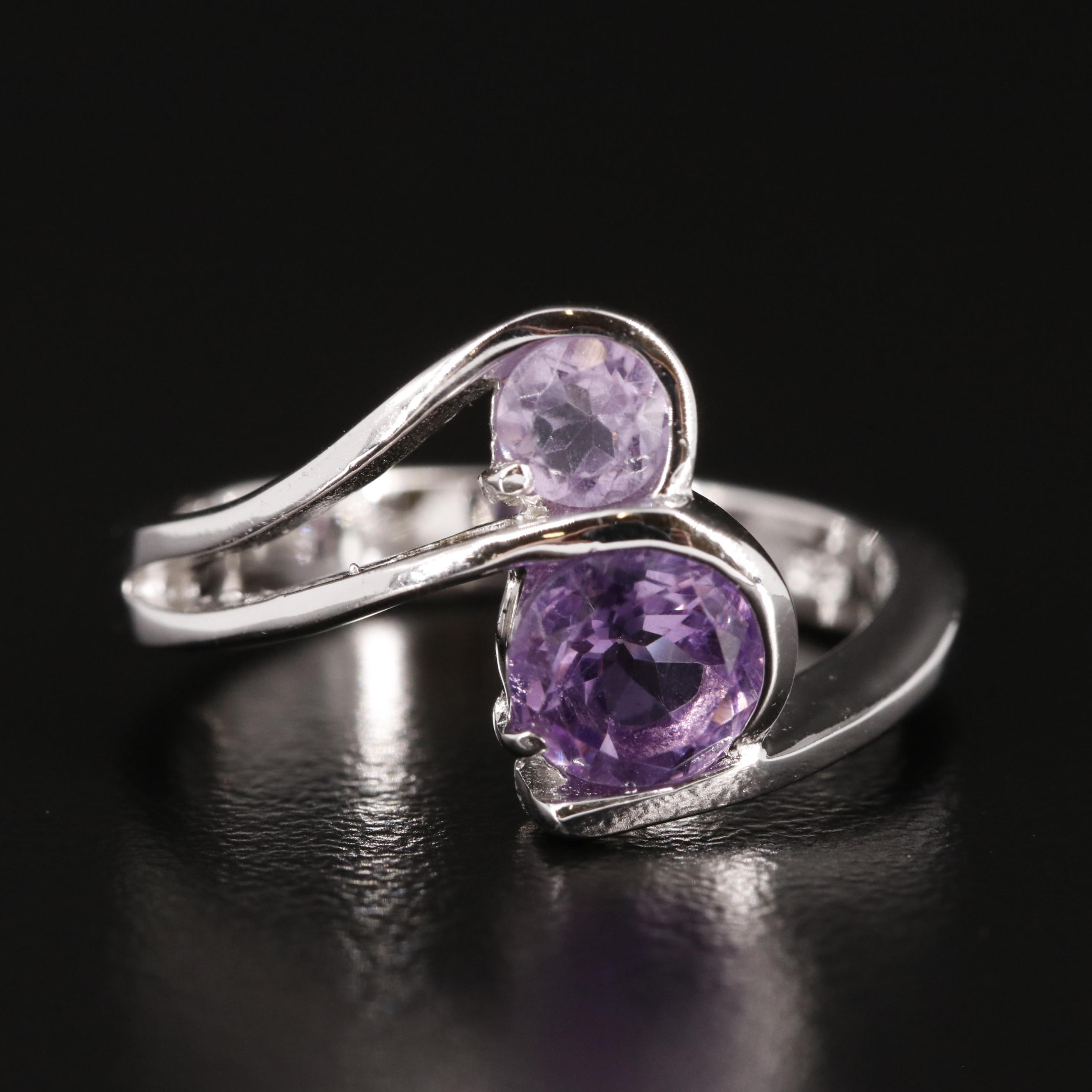 Sterling Amethyst Bypass Ring